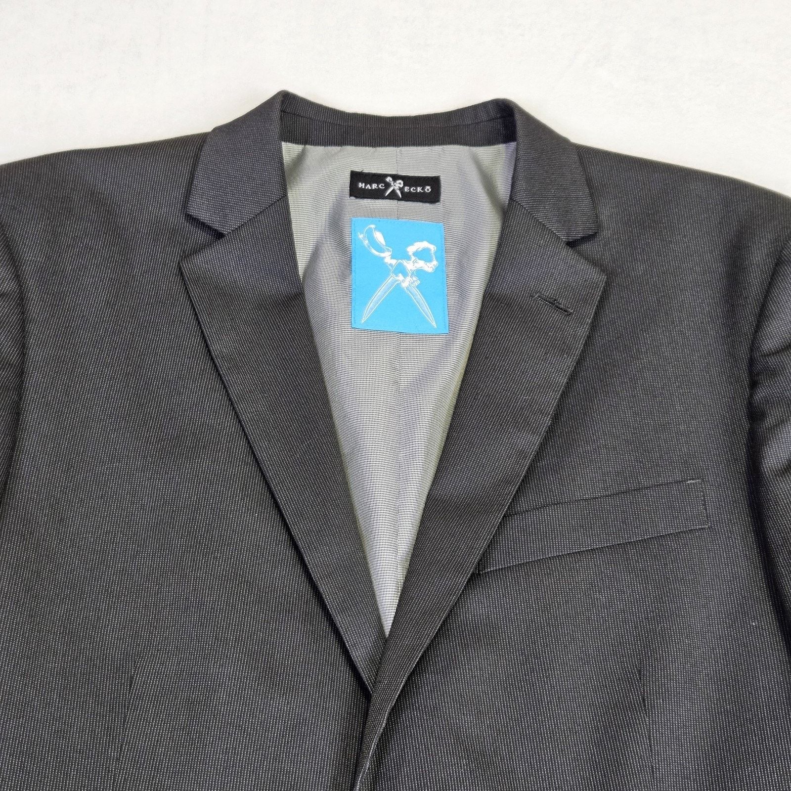 Marc Ecko Marc Ecko Blazer Jacket Micro Check Black Wedding Interview Size 40R - 15 Thumbnail