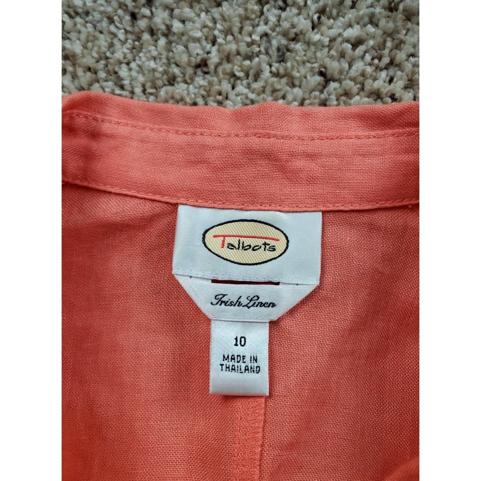 Talbots Talbots Jacket Womens 10 Orange Irish Linen Button Front Half Sleeve Size L / US 10 / IT 46 - 4 Thumbnail