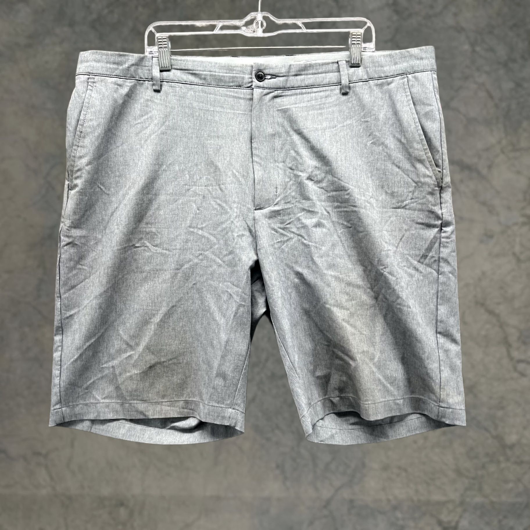 Vintage Greg Norman Shorts Men 42 Gray Chino Flat Front Casual Polyester Spandex Golf Size US 42 / EU 58 - 1 Thumbnail