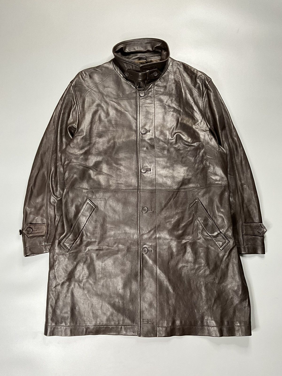 image of Balenciaga X Nicolas Ghesquiere 1997 Trench Leather Coat in Brown, Men's (Size XL)