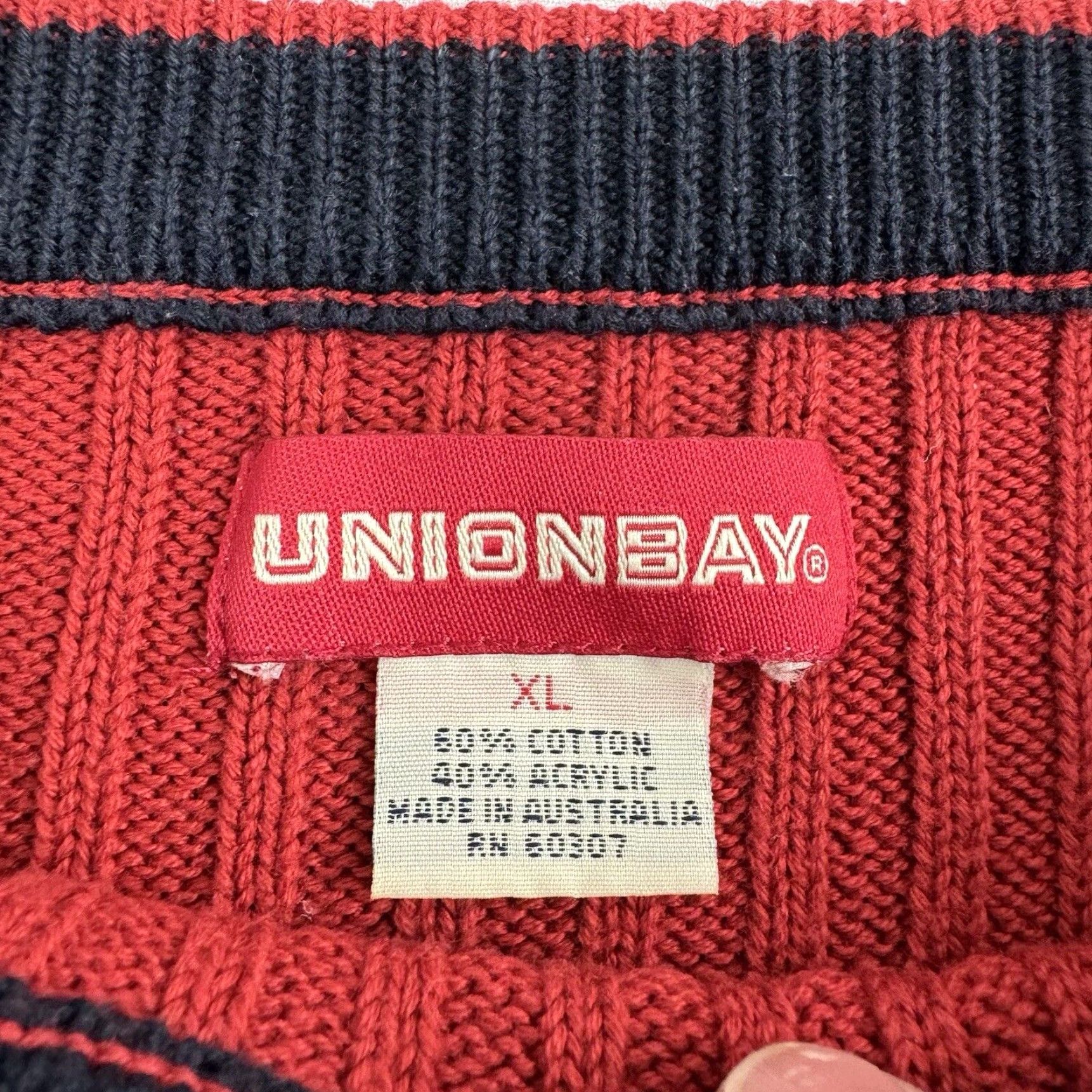 Vintage VINTAGE Union Bay Sweater Shirt Adult XL Red Striped Pullover 90s Grunge Mens Size US XL / EU 56 / 4 - 3 Thumbnail