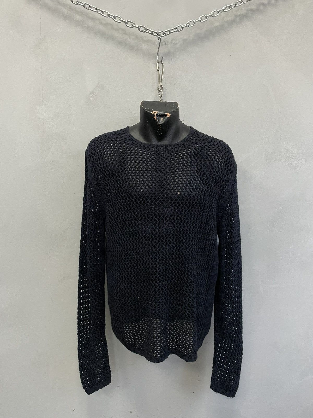 Japanese knit blue sweater JPG style mesh grunge y2k style