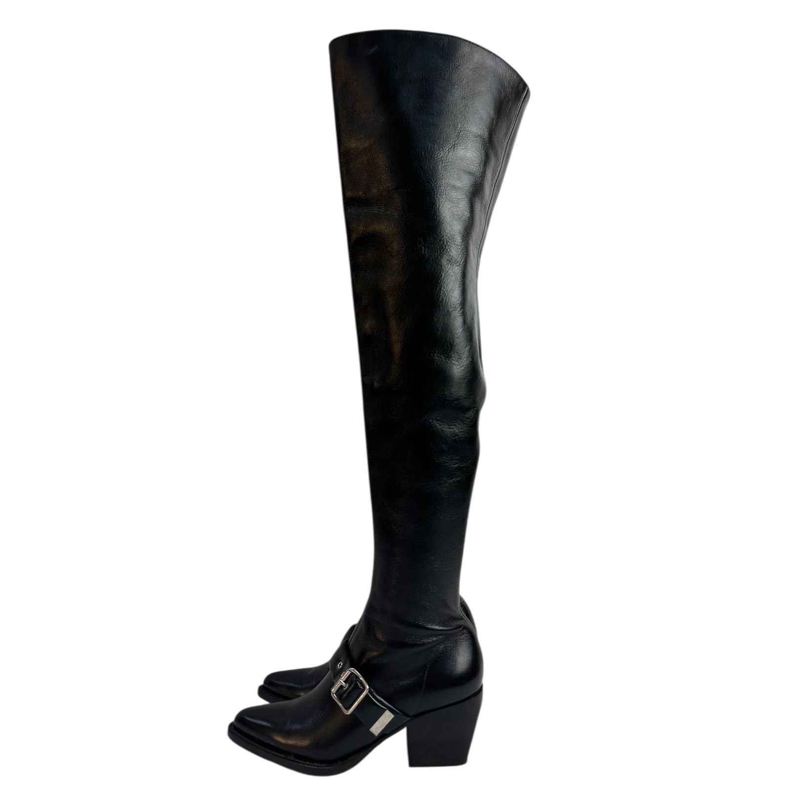 Chloe Chloe Leather Over-the Knee Buckle Block Heel Boots Sz.36.5 Size US 5.5 / IT 35.5 - 1 Thumbnail