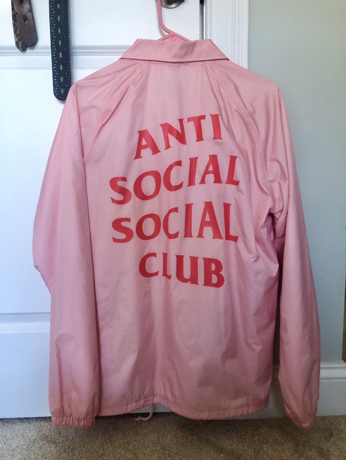 image of Anti Social Social Club Coach Jacket (Pink & Red), Men's (Size Medium)