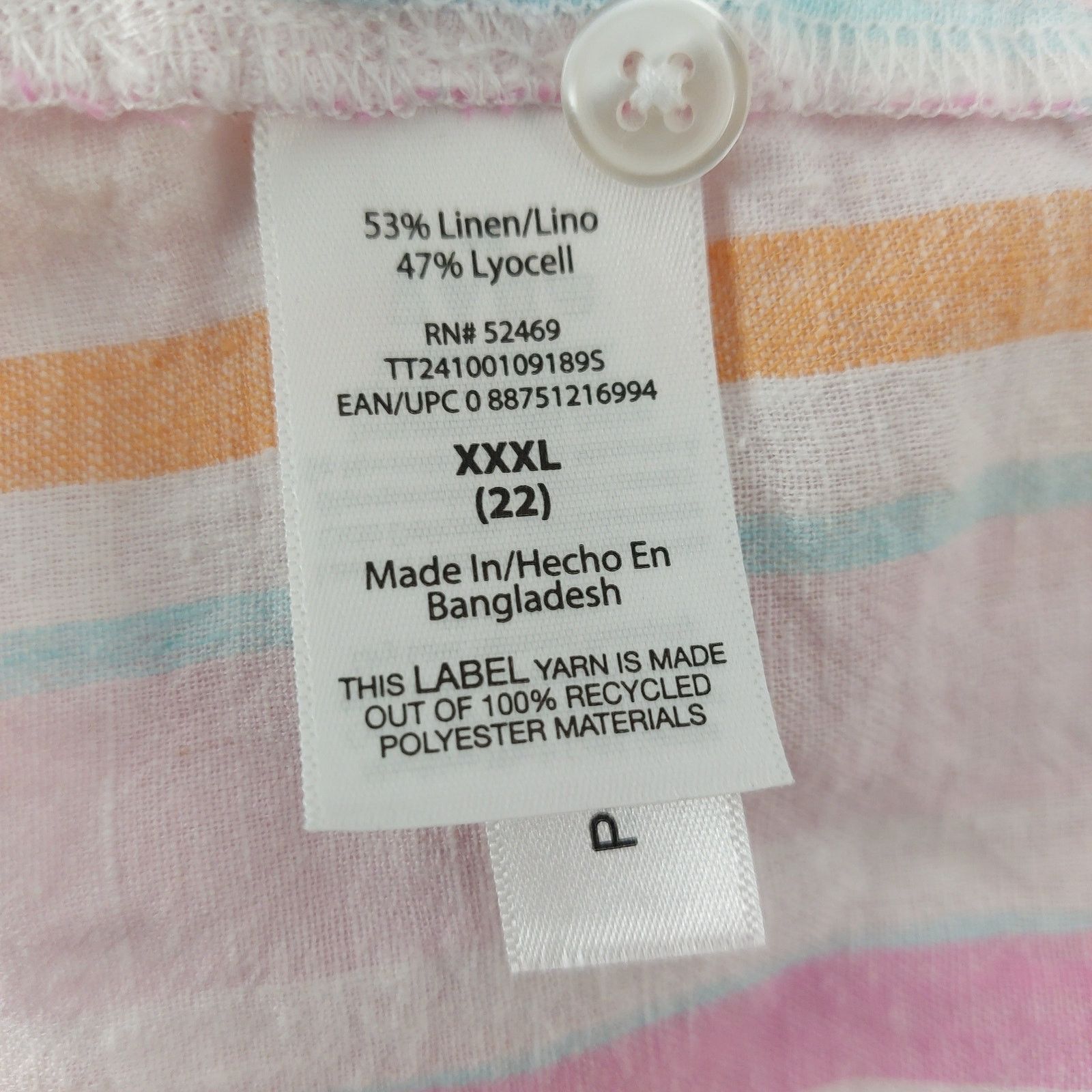 Other Time and Tru Pink Womens Plus Size Striped Button Up XXXL 22 Size 3XL / US 20-22 - 5 Thumbnail