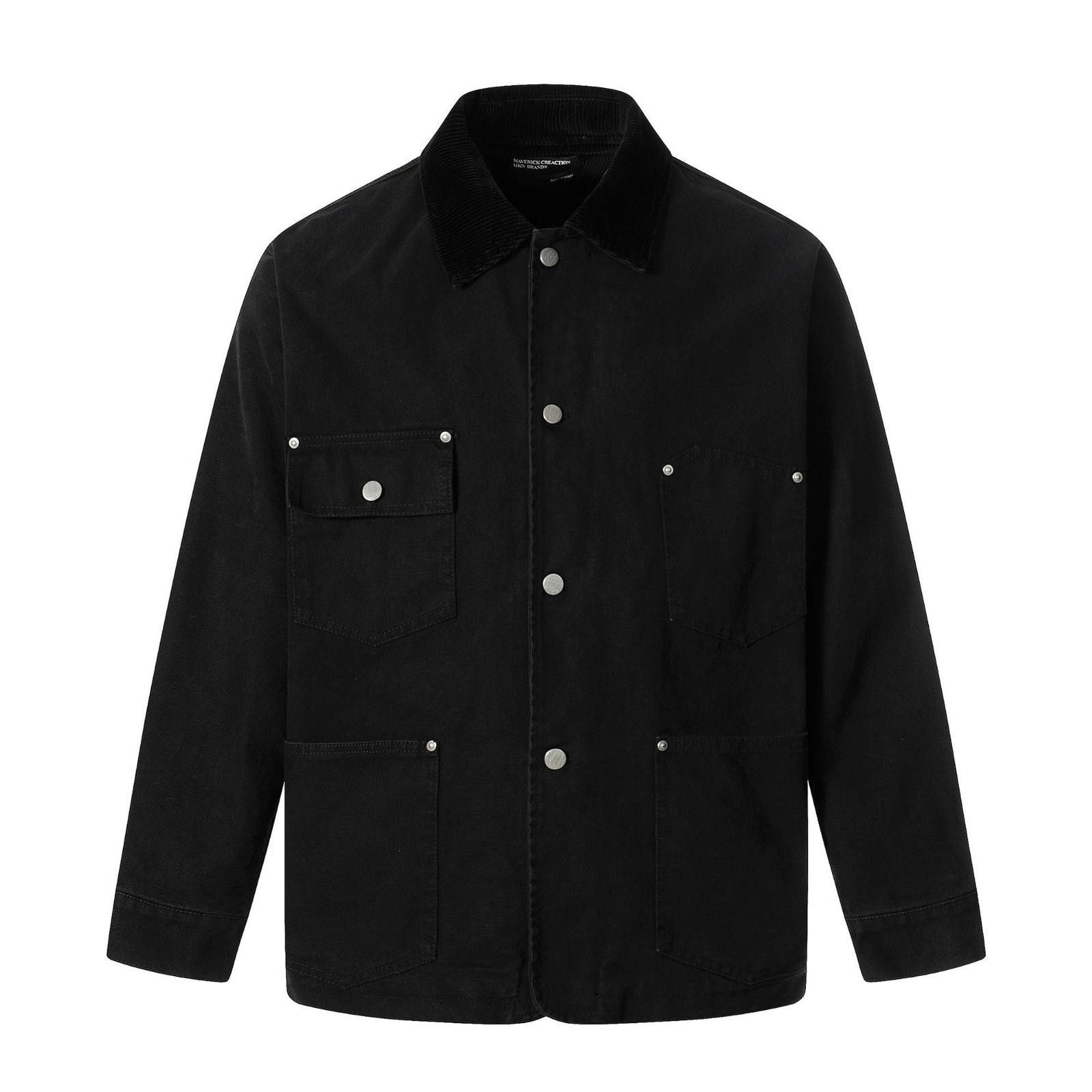 Japanese Brand Tan Retro Washed Work Jacket with Corduroy Collar Size US M / EU 48-50 / 2 - 6 Thumbnail