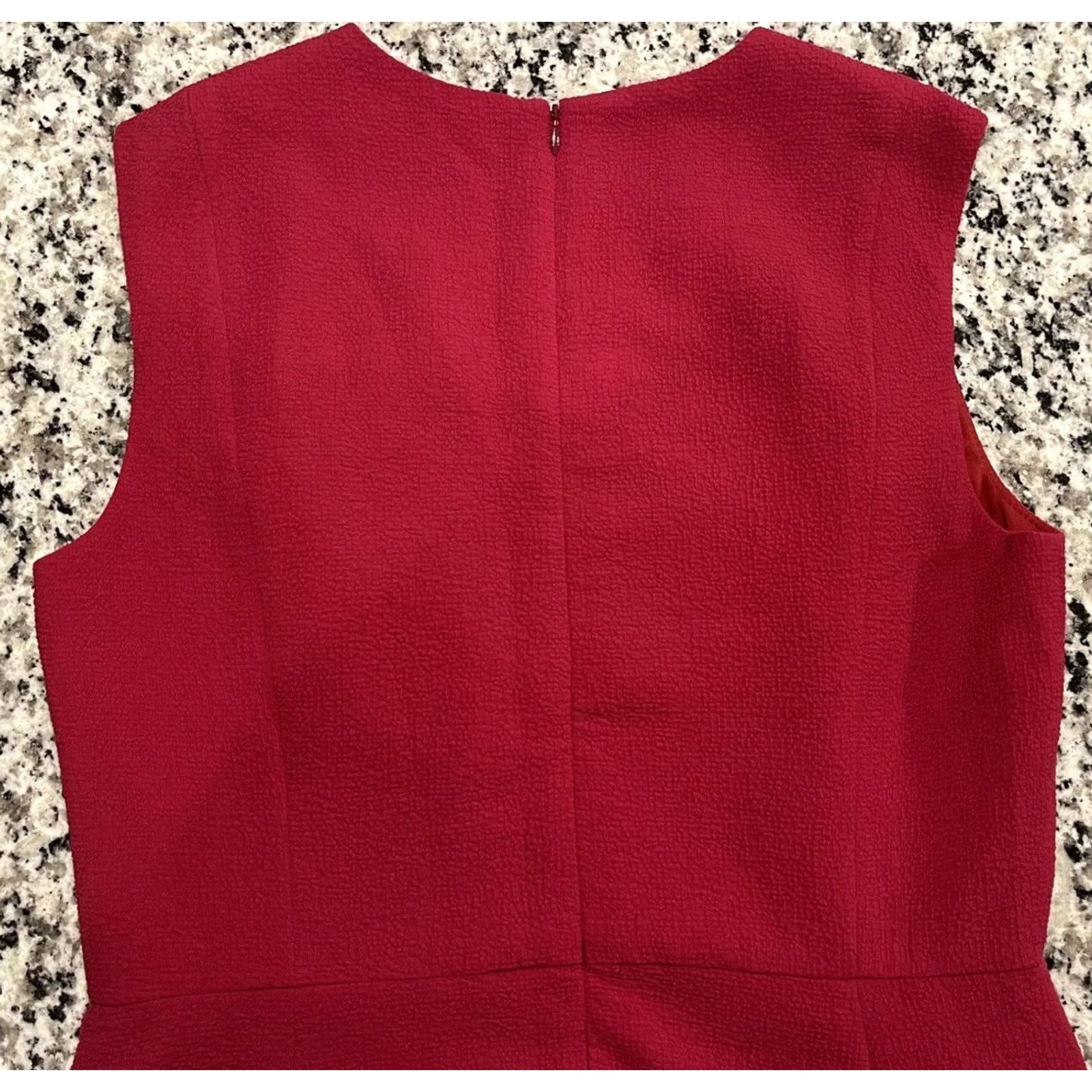 M.M.LaFleur M.M. Lafleur Jane Dress Staccato Hibiscus Dark Red Size 6 Dress Knee Length A-Line Fit & Flare Womens 6 Hibiscus Dark Red Size M / US 6-8 / IT 42-44 - 6 Thumbnail