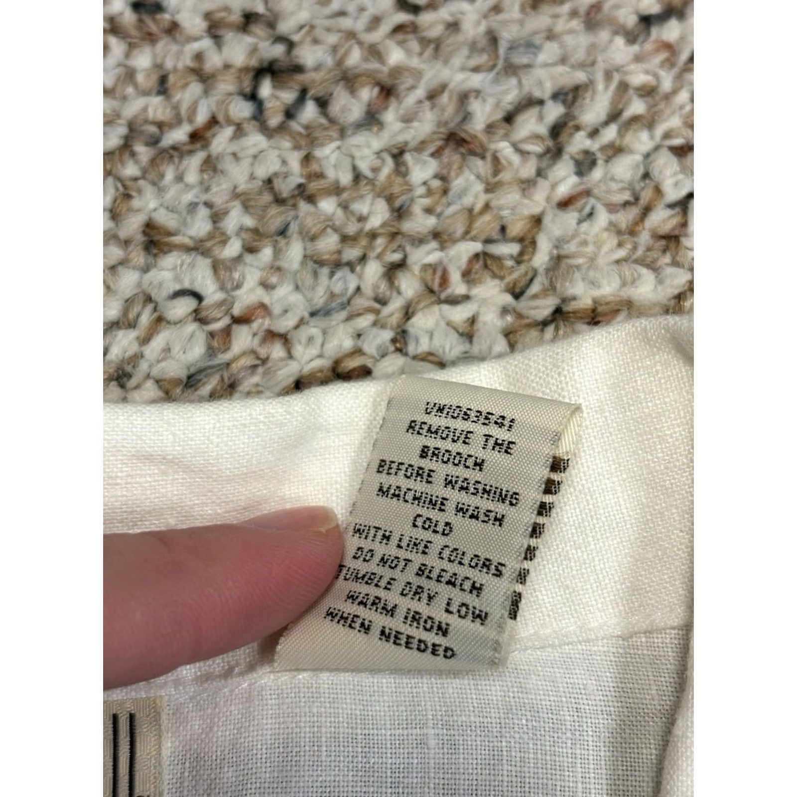 Vintage VINTAGE Linden Hill 100% Linen Women's XL White Button Up w/ Brooch Flower NWT Jacket Womens 90s Retro Y2K Size XL / US 12-14 / IT 48-50 - 7 Thumbnail