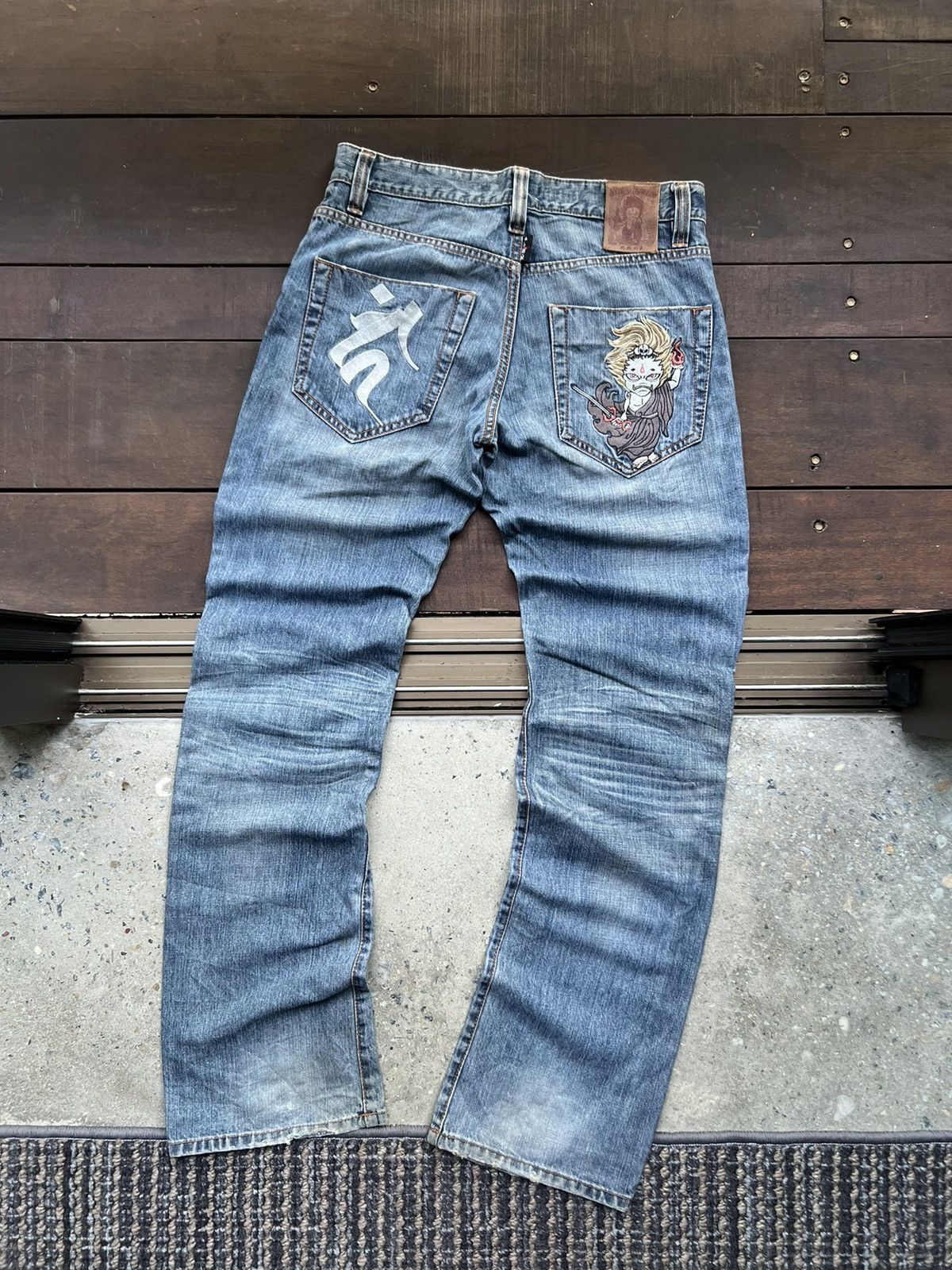 Japanese Brand NIPPON BLUE EMBROIDED EVISU STYLE JEANS Y2K Size US 30 / EU 46 - 1 Thumbnail