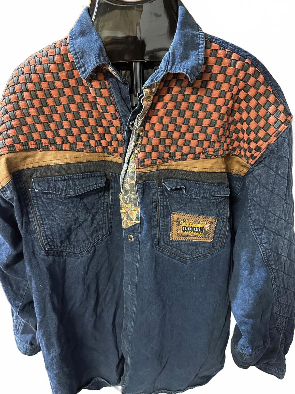 Other Vintage 1990s Major Damage Quilted Denim Patchwork Jacket Size US M / EU 48-50 / 2 - 1 Thumbnail