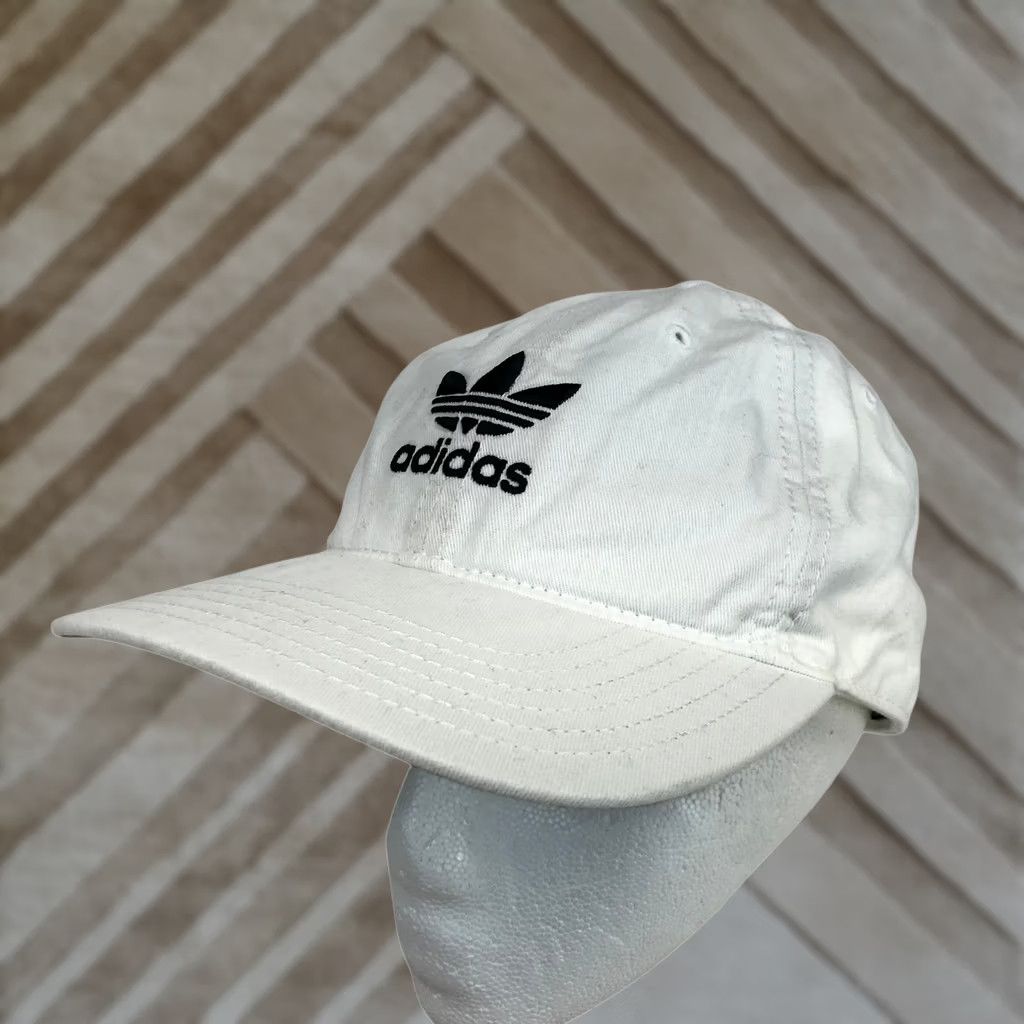 Adidas Adidas Originals Baseball Cap White Adjustable Cotton Trefoil Logo Unisex Adults Hat Size ONE SIZE - 1 Thumbnail
