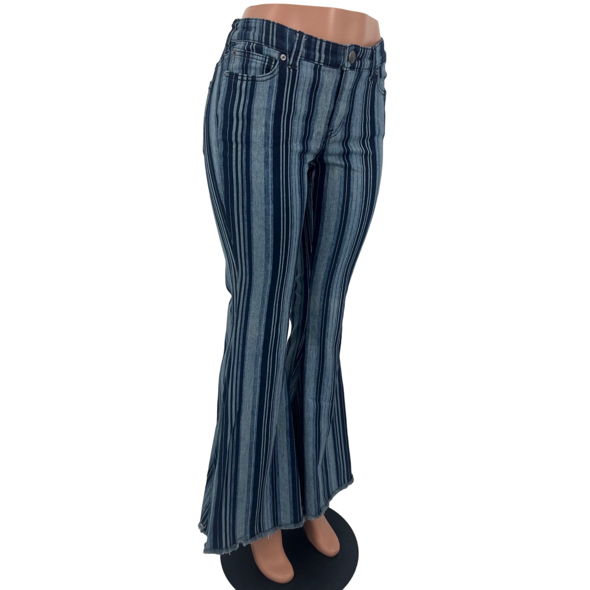 Free People NWT RARE Free People Frayed Hem Super Flare Bell Bottom Jean Size 31" - 4 Thumbnail
