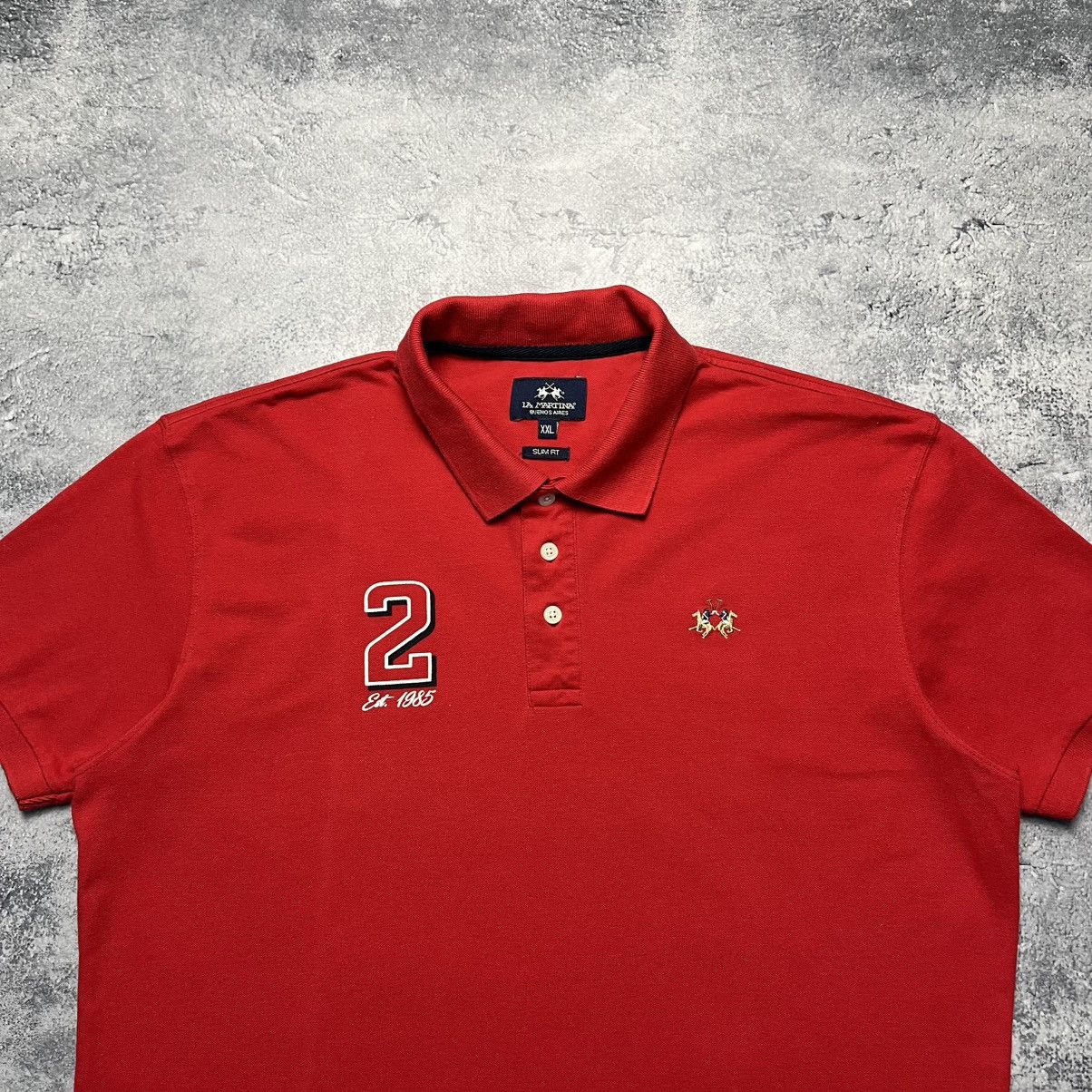 La Martina × Vintage Vintage La Martina #2 Red Polo Y2K Streetwear Designer Size US XXL / EU 58 / 5 - 2 Thumbnail