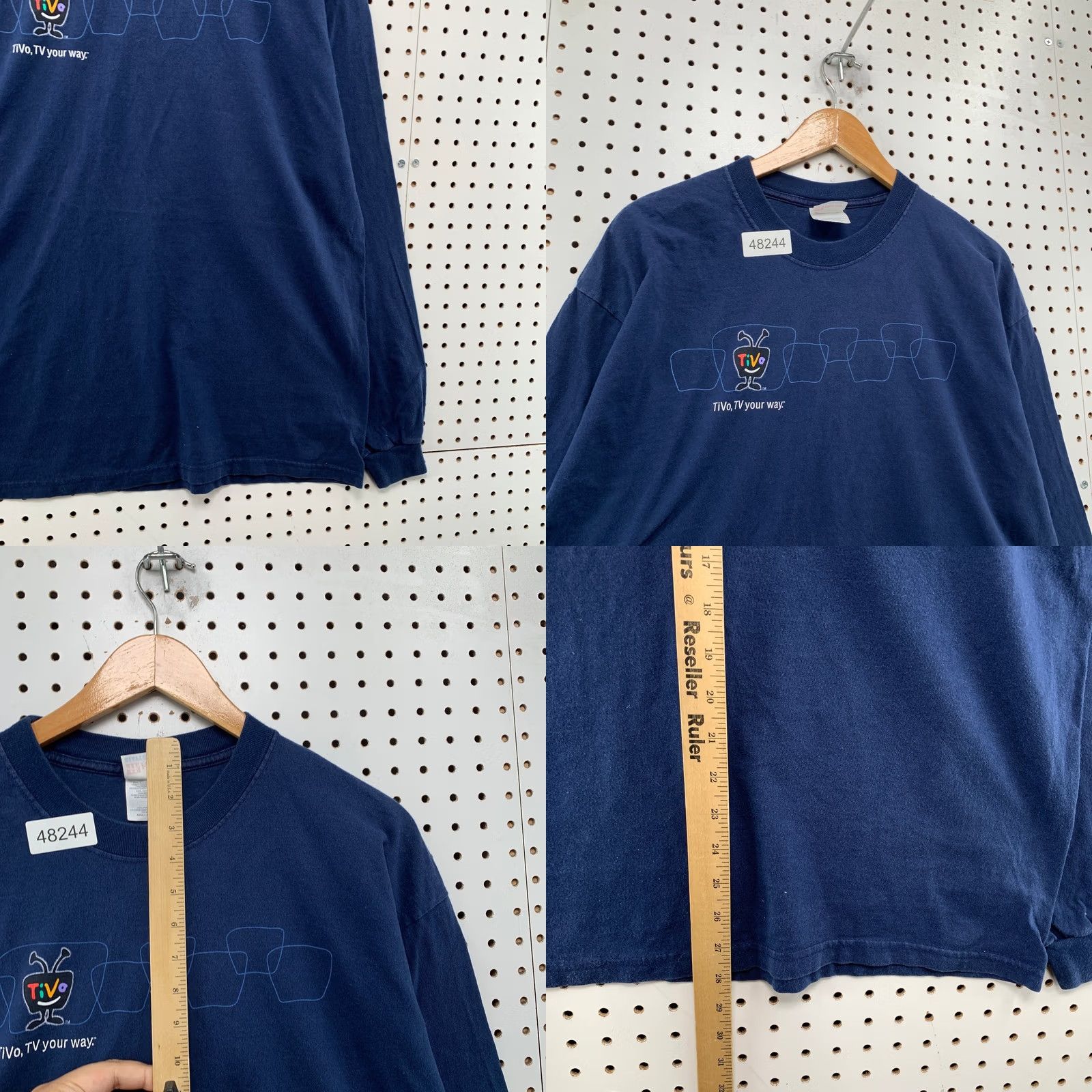 Hanes Vintage Hanes T-Shirt Mens XL Blue Long Sleeve 90s Punk Cyber Tivo Your Way Mall Size US XL / EU 56 / 4 - 8 Thumbnail