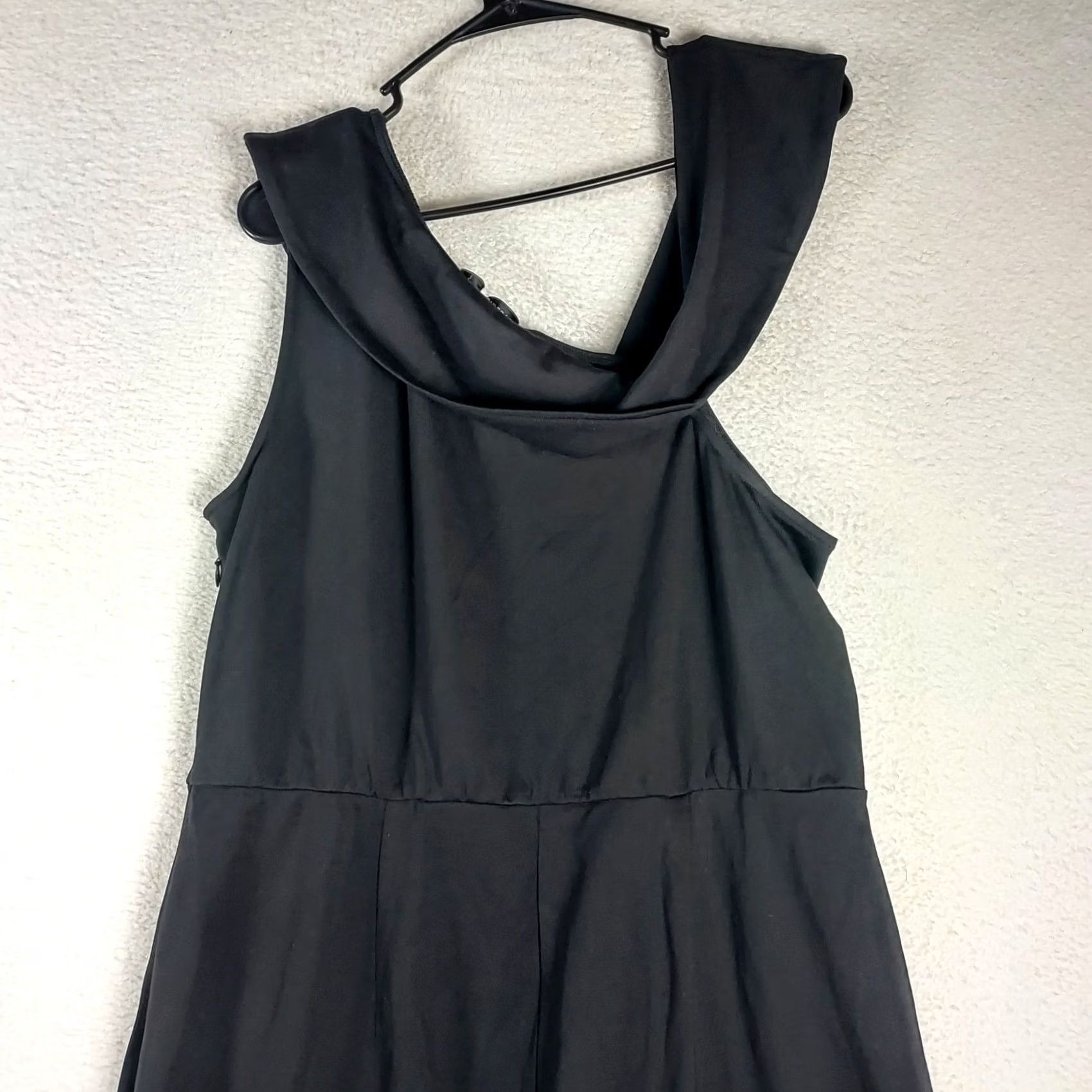Vintage Grace Karin Women's 2XL Black Sleeveless Cowl Neck Ruffle Midi Dress NWT Size XXL / US 16-18 / IT 52-54 - 4 Thumbnail
