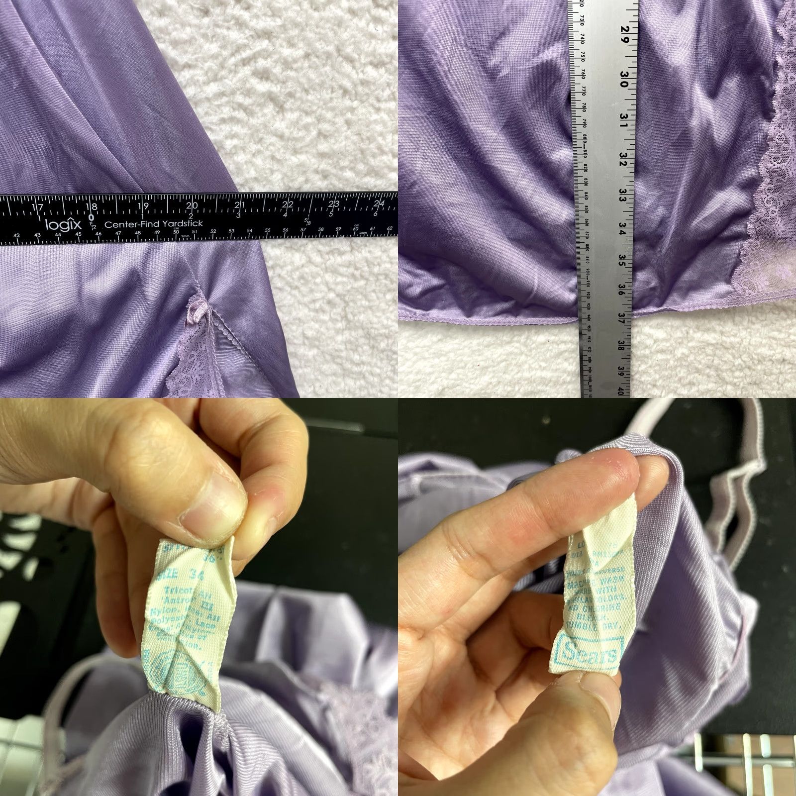 Sears VINTAGE Sears Midi Slip Dress Purple 80s Satin Lace Edwardian Victorian Womens 34 S - Fits S Size S / US 4 / IT 40 - 8 Thumbnail