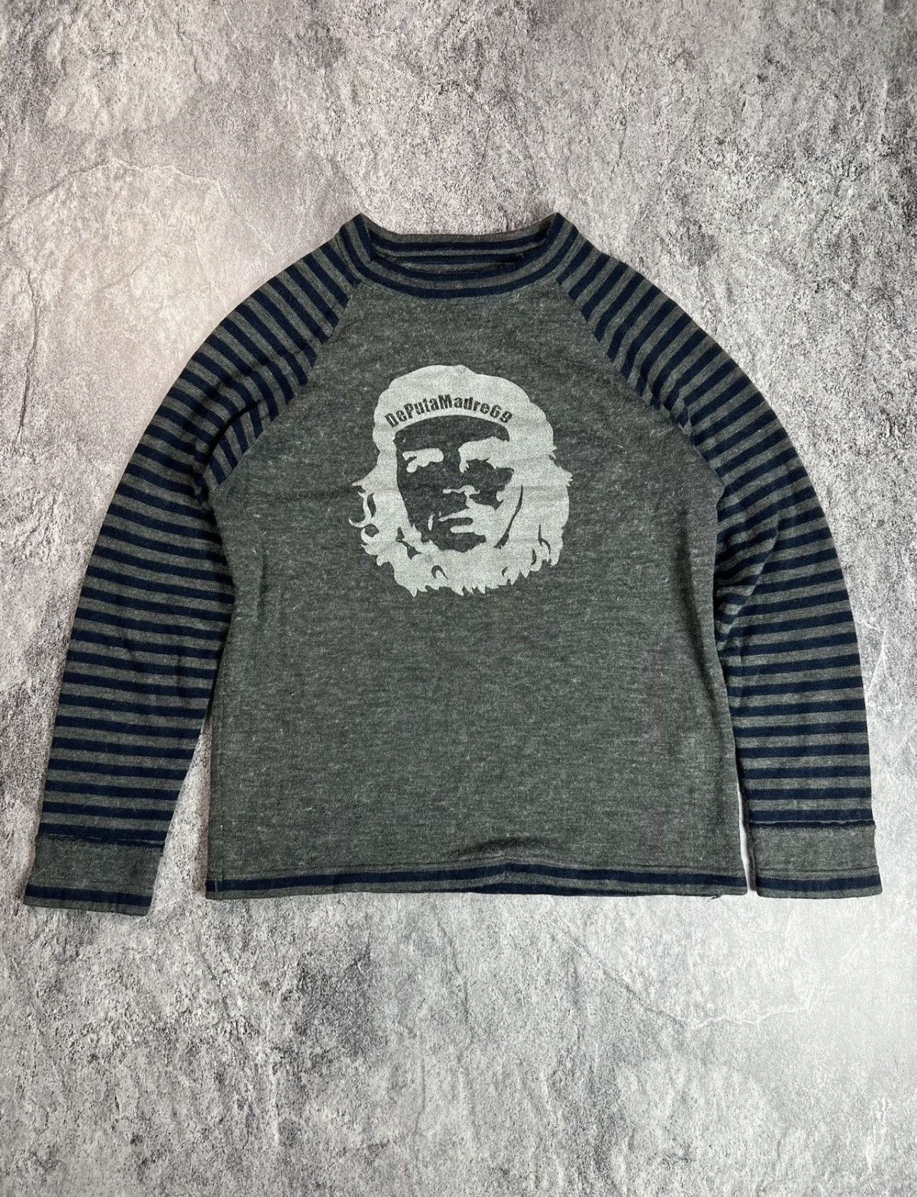 Pre-owned Archival Clothing X Vintage Y2k Archival Che Guevara Adult Japan Prisoner Style Sweater In Grey