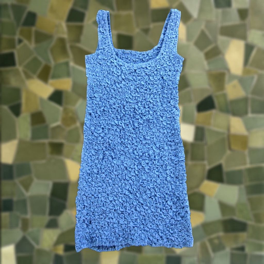 Cotton On NWT Cotton:On Periwinkle Hydrangea Blue Scrunchie Stretch Bodycon Mini Dress S Size S / US 4 / IT 40 - 1 Thumbnail
