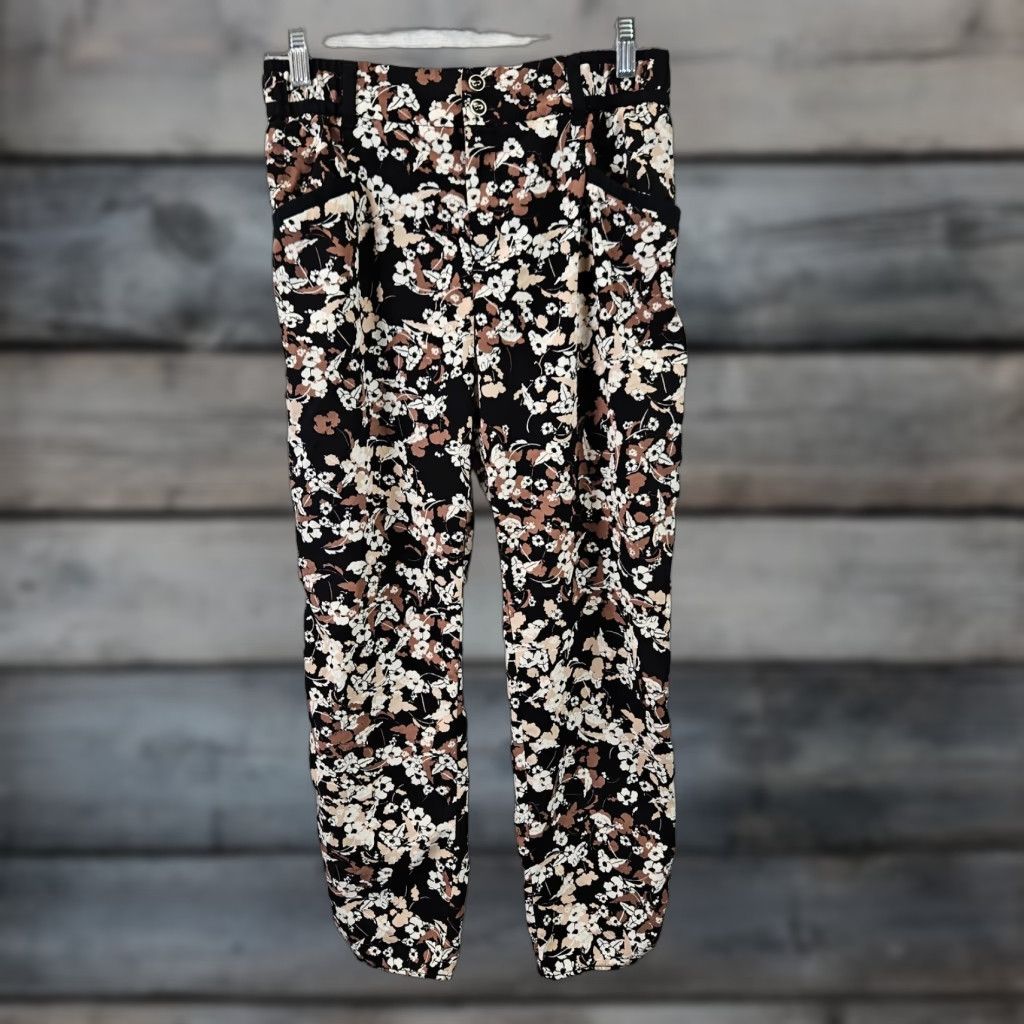 Vintage Cartonnier Womens Cropped Pants Sz 8 Black Floral Mid Rise Inseam 24.5in Shirt? Size 30" / US 8 / IT 44 - 1 Thumbnail