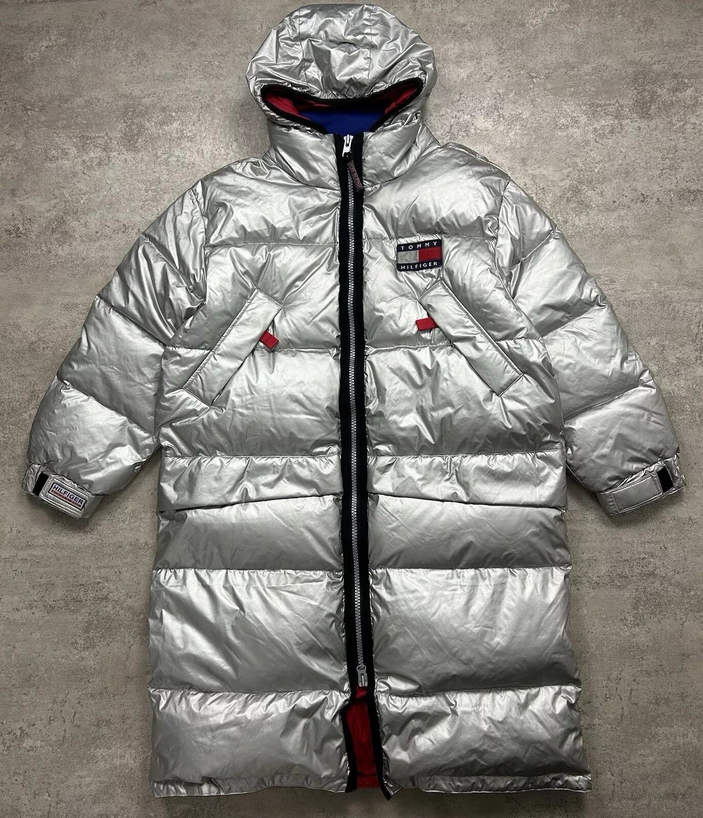 Tommy Hilfiger × Vintage RARE VTG 90s DOWN JACKET HOODIE COAT SILVER FLAG SIZE XL Size US XL / EU 56 / 4 - 2 Thumbnail