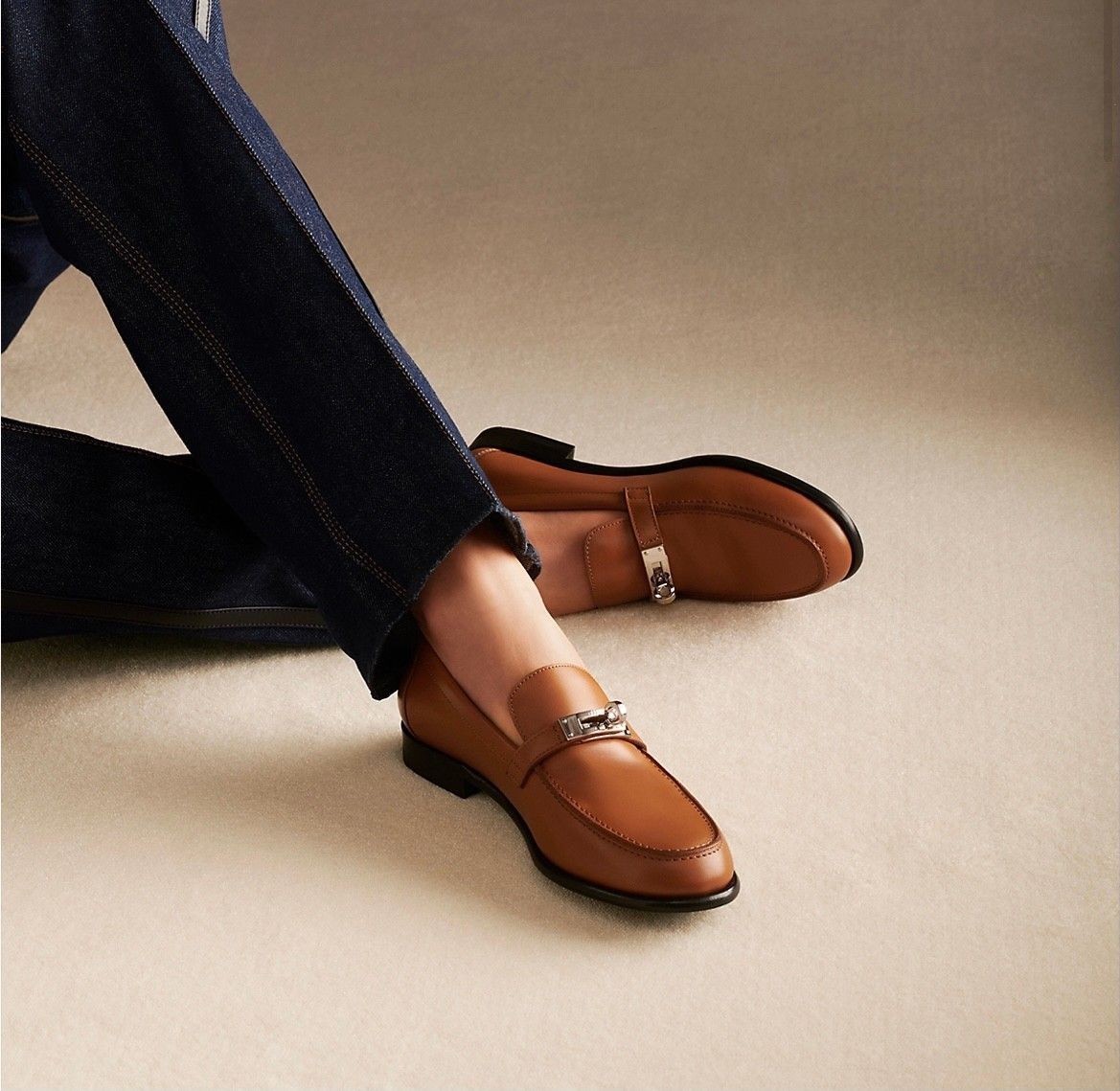 Hermes Hermes Destin Naturel Leather Kelly Buckle Loafers Size US 8 / IT 38 - 11 Thumbnail