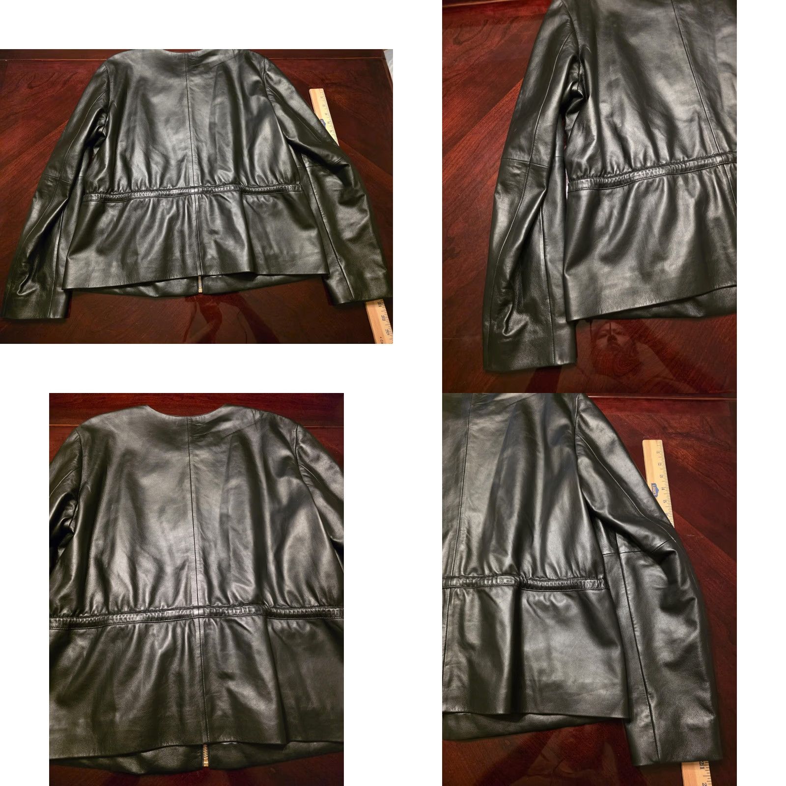Escada Escada Sport Jacket Womens 40 Black Leather Collarless Zip Drawstring Waist Jacket Size S / US 4 / IT 40 - 9 Thumbnail