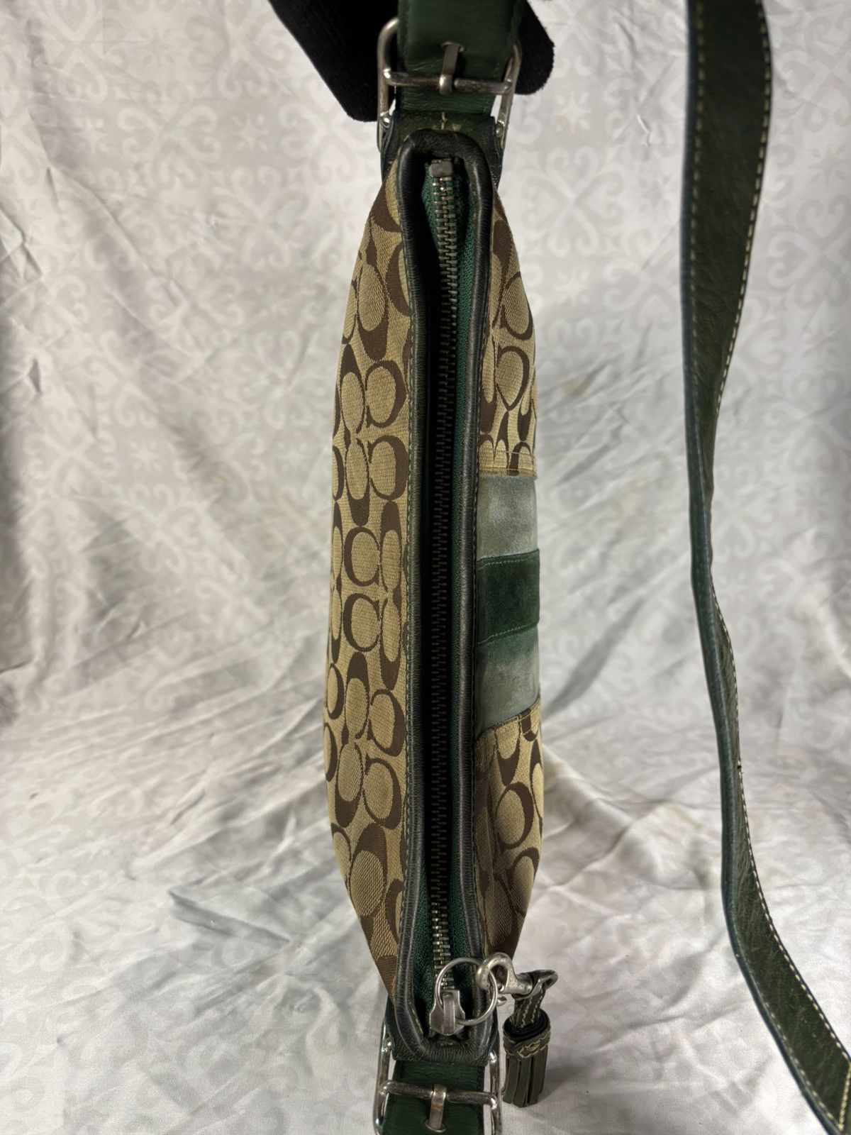 Coach (over used) Coach Green Suede Leather Sling Bag Size ONE SIZE - 5 Thumbnail