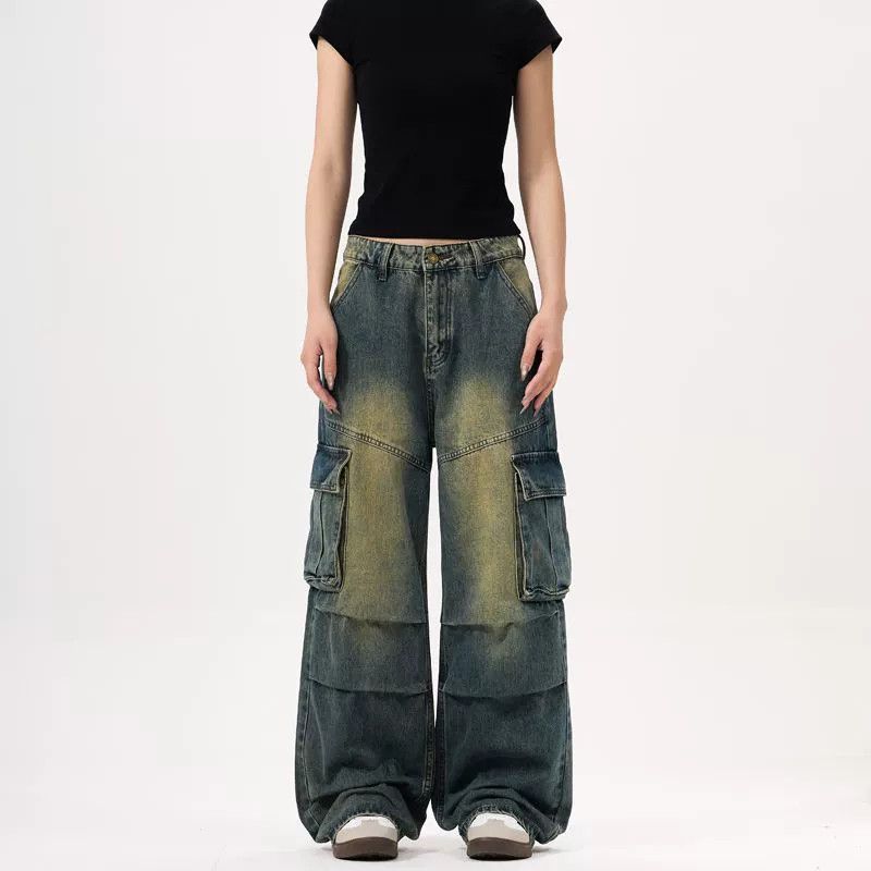 Vintage American retro multi-pocket baggy cargo jeans Size US 32 / EU 48 - 1 Thumbnail
