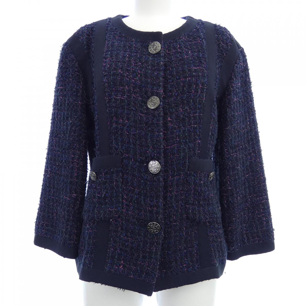 Chanel Chanel Chanel Collarless Jacket Cotton Outerwear P45580V33531 13P DUTY FREE for USA Size ONE SIZE - 1 Thumbnail