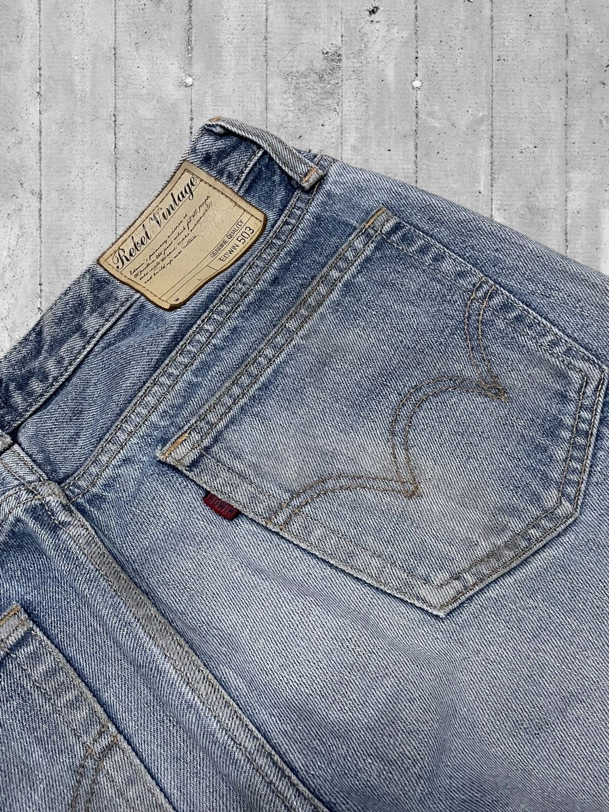 Designer × Edwin × Vintage Vintage 1990s Japan Designer Edwin 503 Distressed Blue Denim Size US 32 / EU 48 - 14 Thumbnail