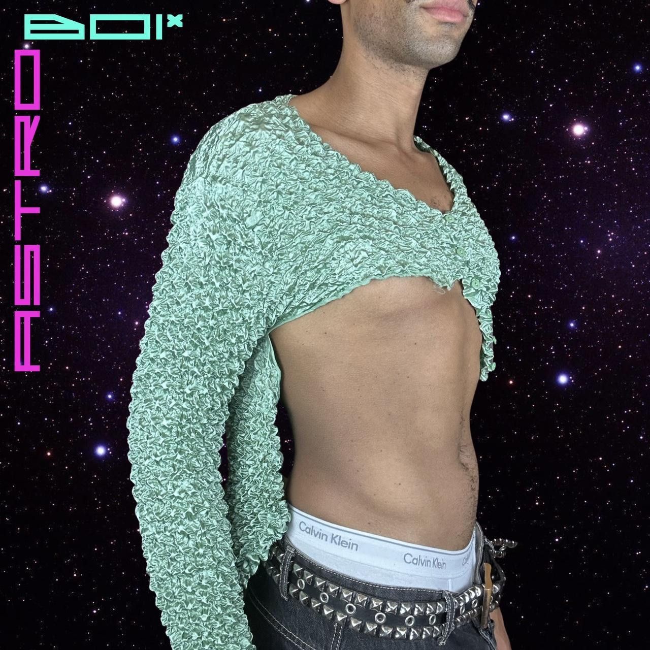 Other ASTROBOI* ASYMMETRIC PASTEL GREEN POPCORN CROP TOP _ MEDIUM Size US M / EU 48-50 / 2 - 1 Thumbnail