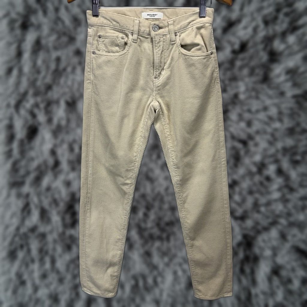 MOUSSY VINTAGE Moussy Corduroy Pants Women 24 Cream 26x26 Made in Japan Womens Size 42" / US 20 - 1 Thumbnail