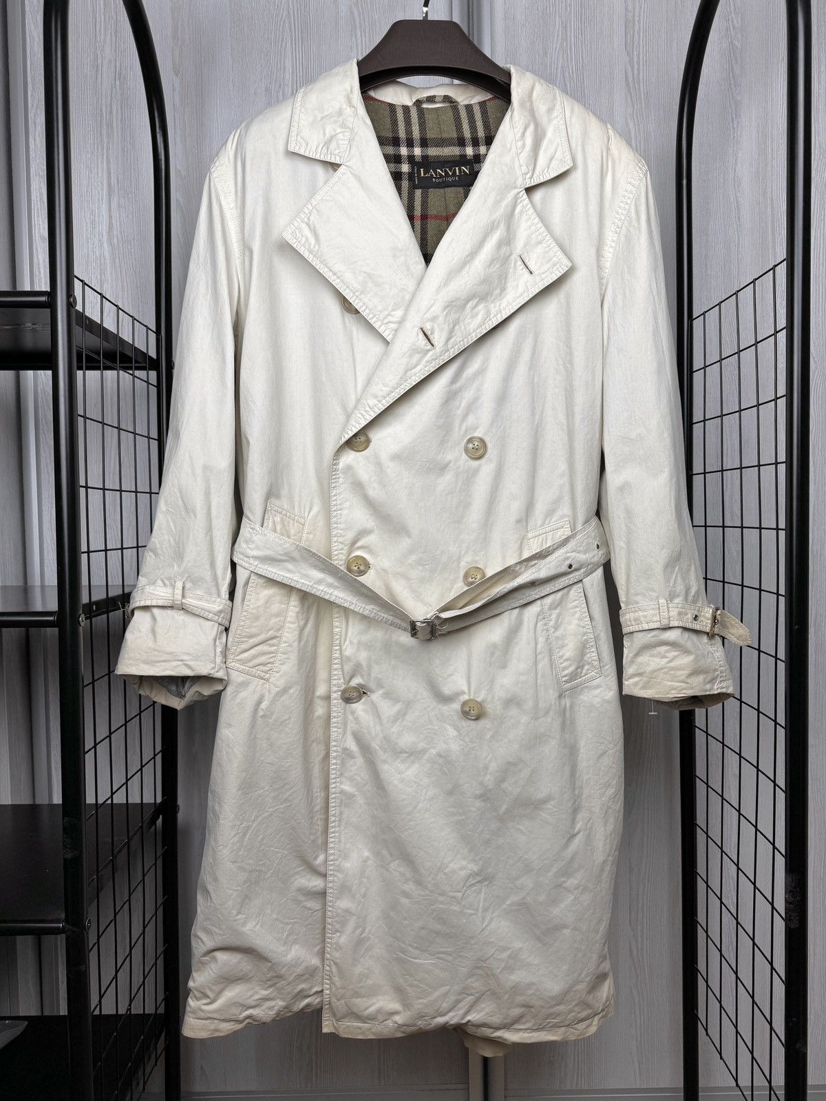 Lanvin Lanvin Boutique vintage double-breasted trench coat check 48 Size US M / EU 48-50 / 2 - 2 Thumbnail
