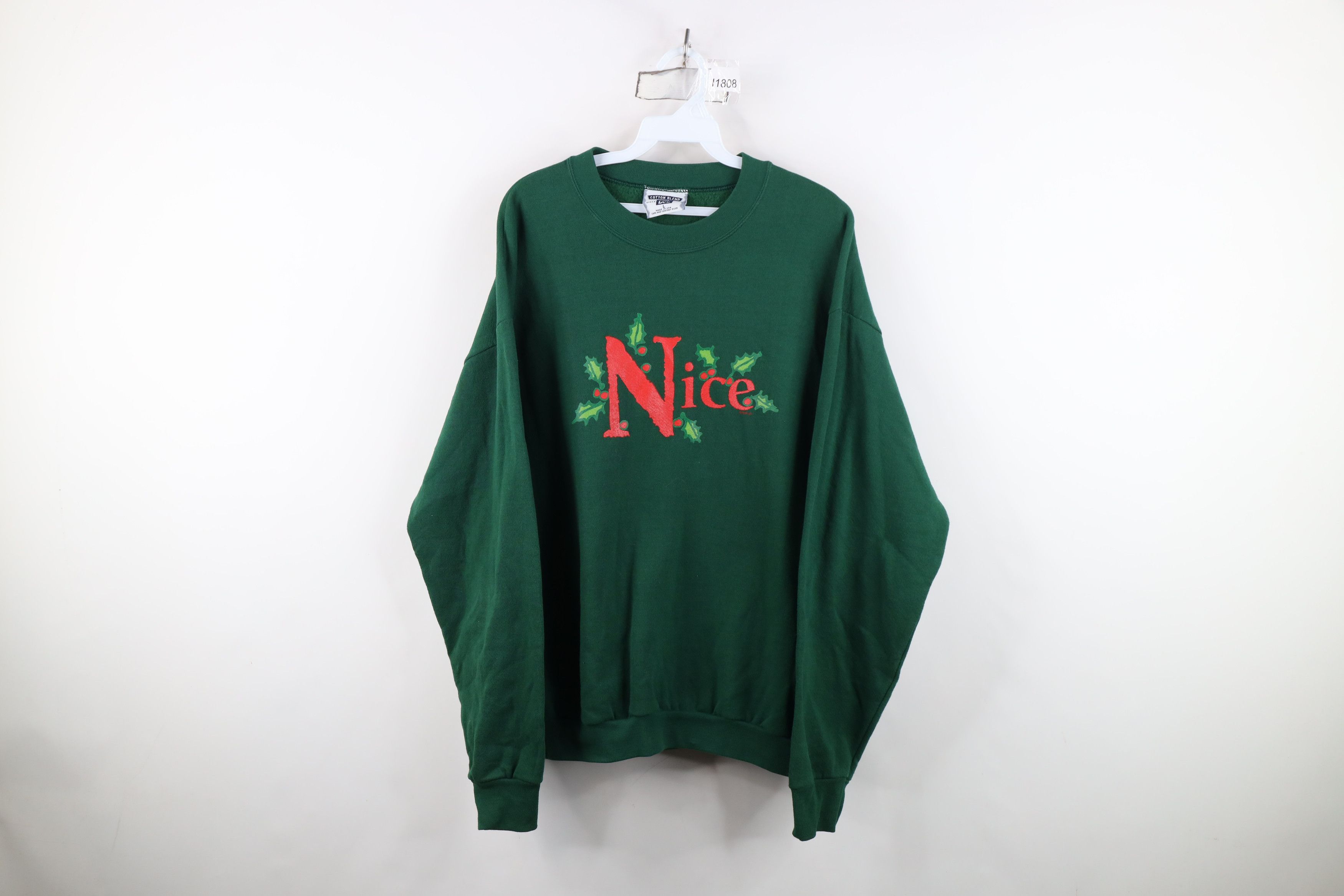 Vintage Vintage 90s Streetwear Christmas Nice Mistletoe Sweatshirt Size L / US 10 / IT 46 - 1 Thumbnail