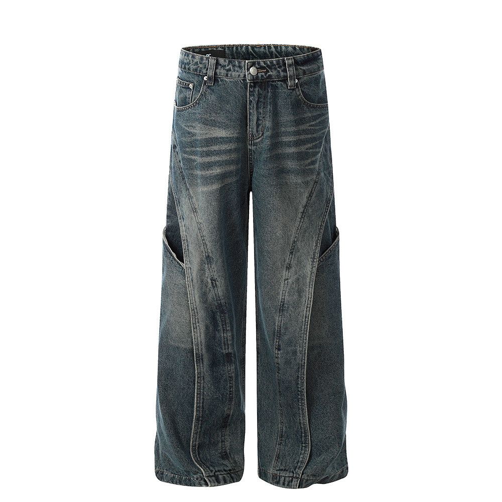 Vintage American retro washed distressed patchwork jeans Size US 32 / EU 48 - 1 Thumbnail