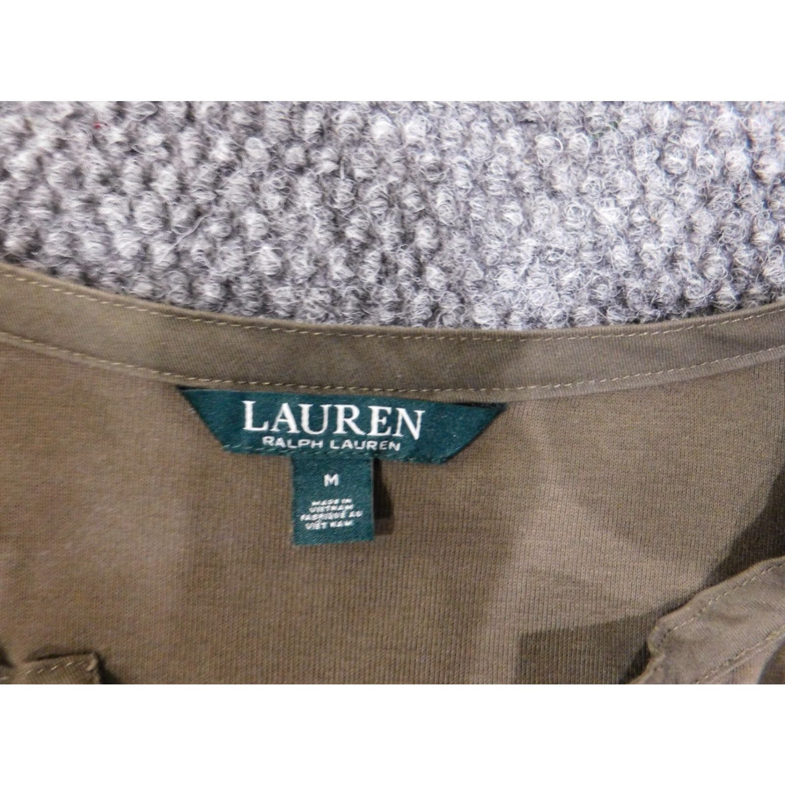 Ralph Lauren Lauren Ralph Lauren Blouse Shirt Womens M Green Stretch V-Neck Pockets Knit Cotton Blend Regular Size M / US 6-8 / IT 42-44 - 5 Thumbnail