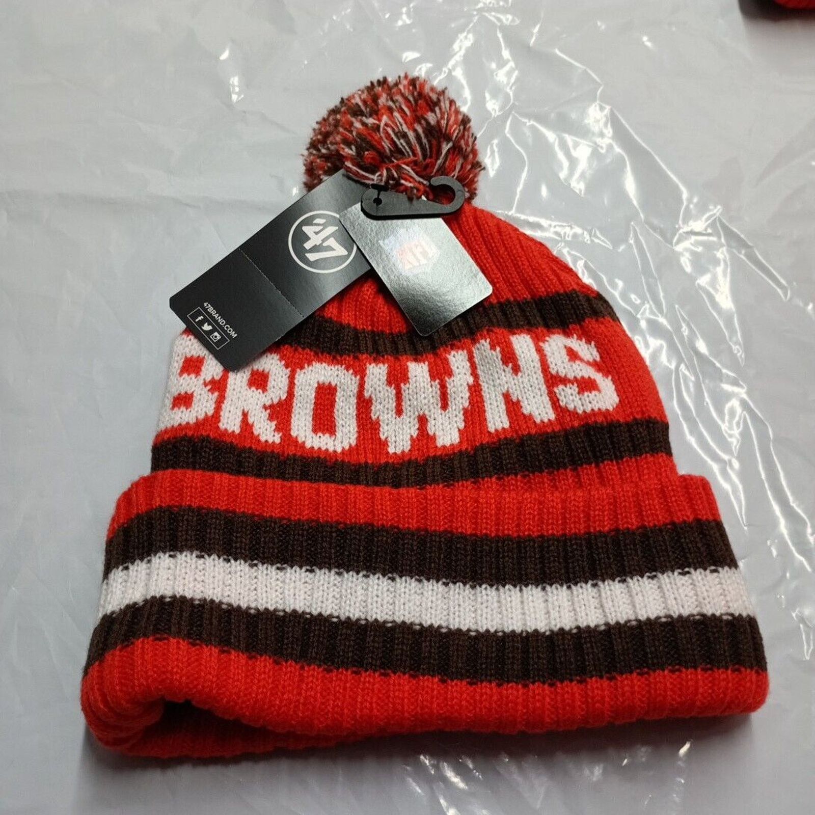 47 Brand Cleveland Browns 47 Brand Knit Hat Bering Cap Orange Brown Size ONE SIZE - 3 Thumbnail