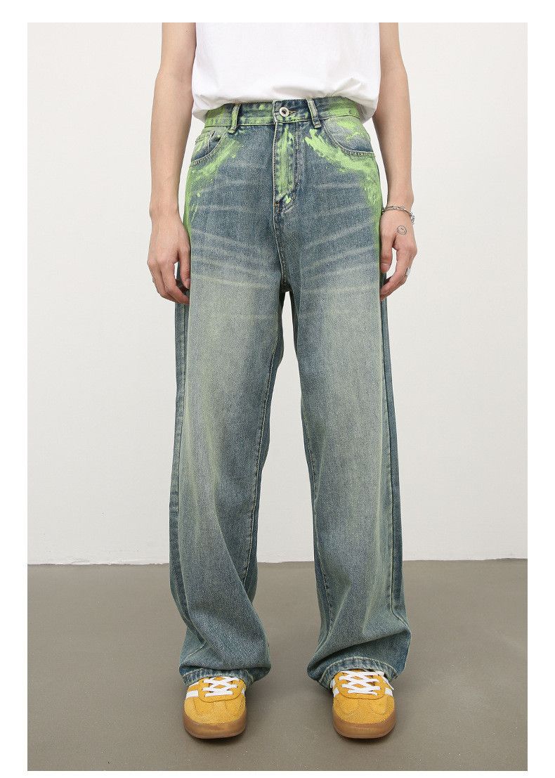 Japanese Brand × Jean Men's ink-splashed loose straight-leg wide-leg jeans Size US 32 / EU 48 - 1 Thumbnail