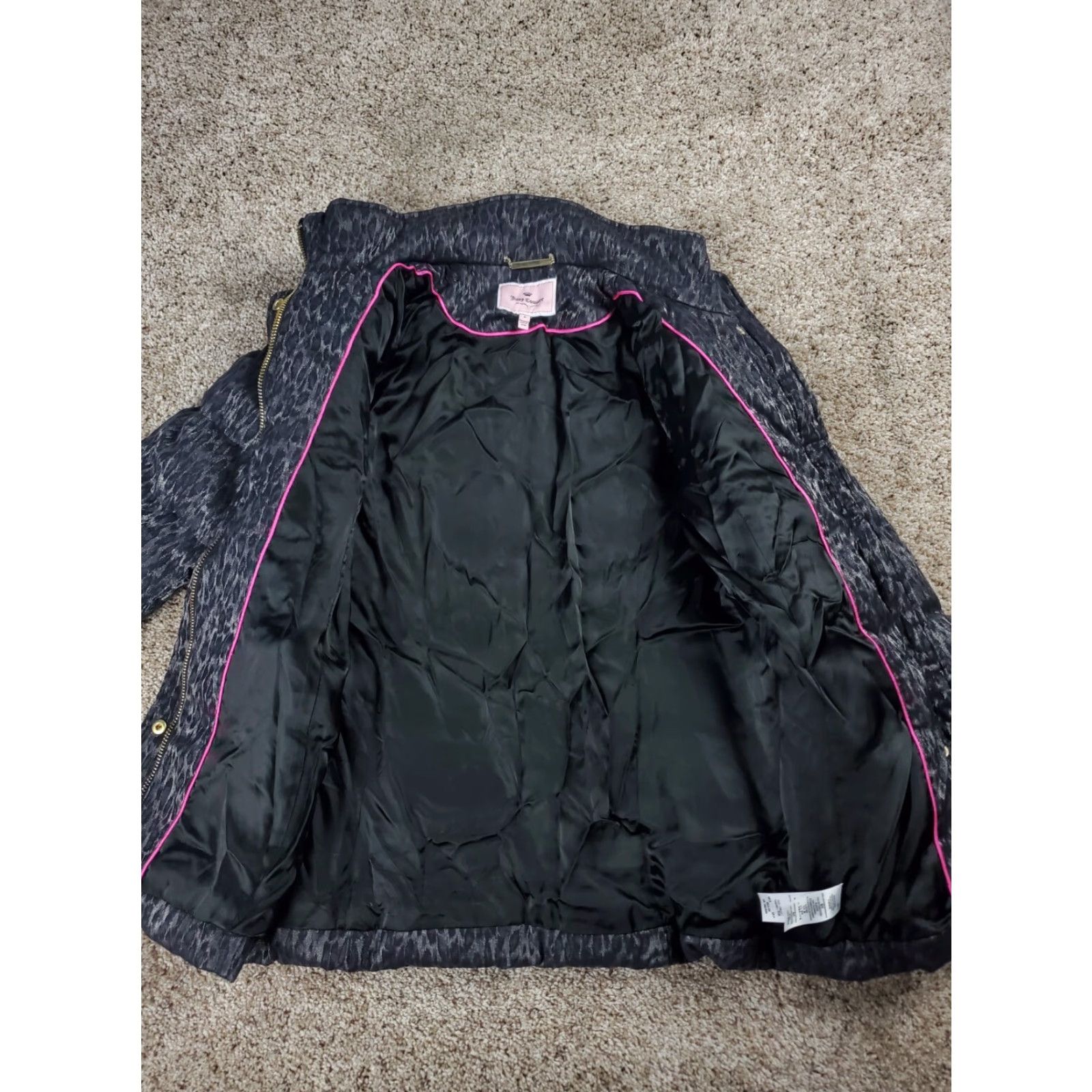 Juicy Couture Juicy Couture Down Puffer Jacket Womens Gray Leopard Print Full Zip Pocket Size S Size S / US 4 / IT 40 - 6 Thumbnail
