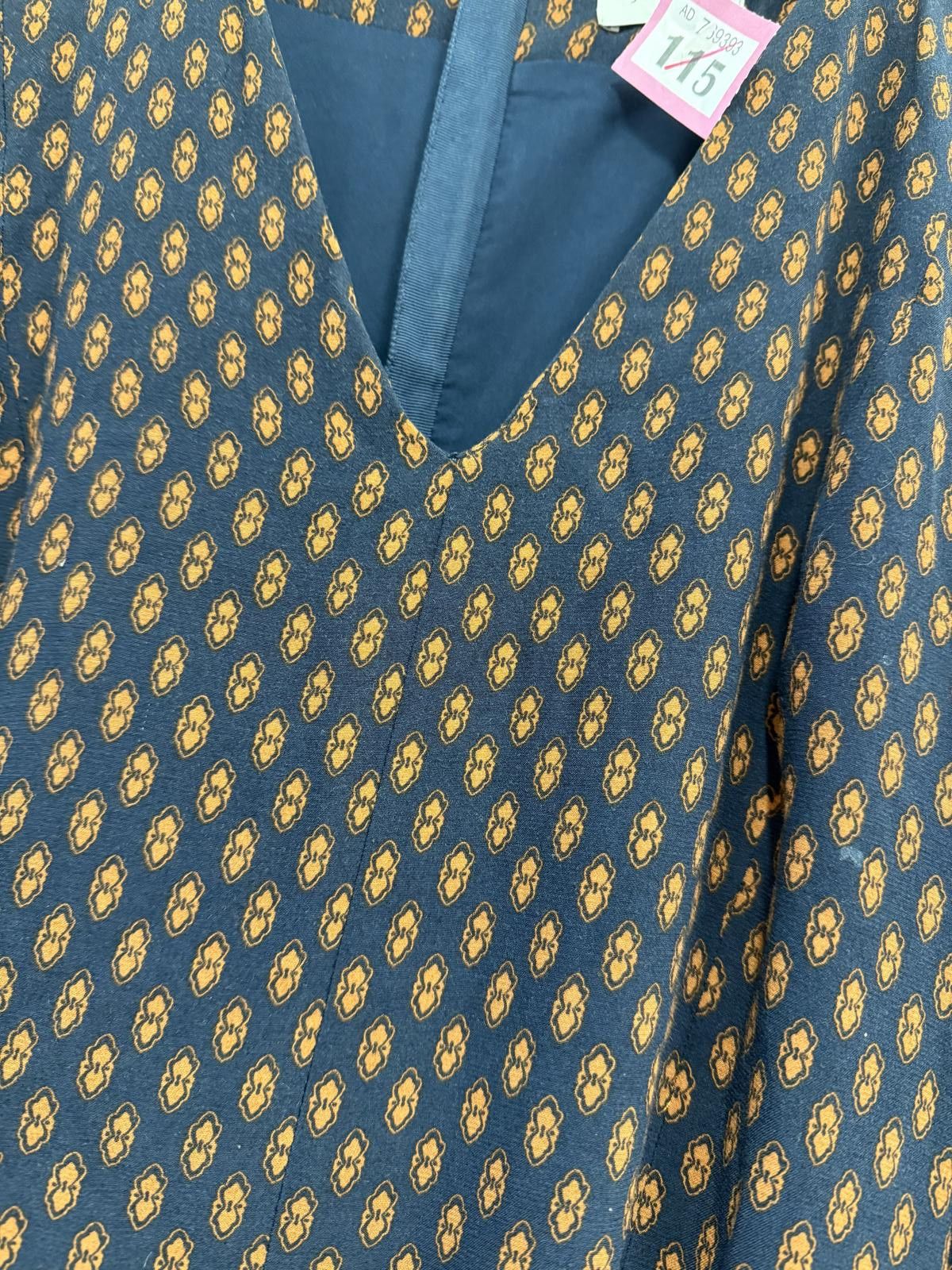 Jigsaw Jigsaw Navy Blue and Orange Patterned Long Sleeve Dress UK 8 Size S / US 4 / IT 40 - 3 Thumbnail