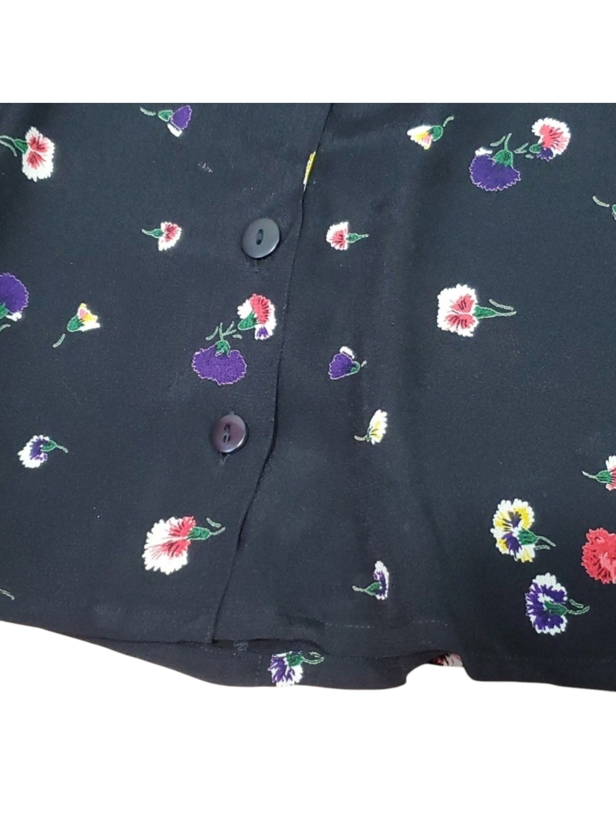 Warehouse Warehouse Size M Skirt Vintage Black Chiffon Flowers Ditzy Size 32" / US 10 / IT 46 - 6 Thumbnail