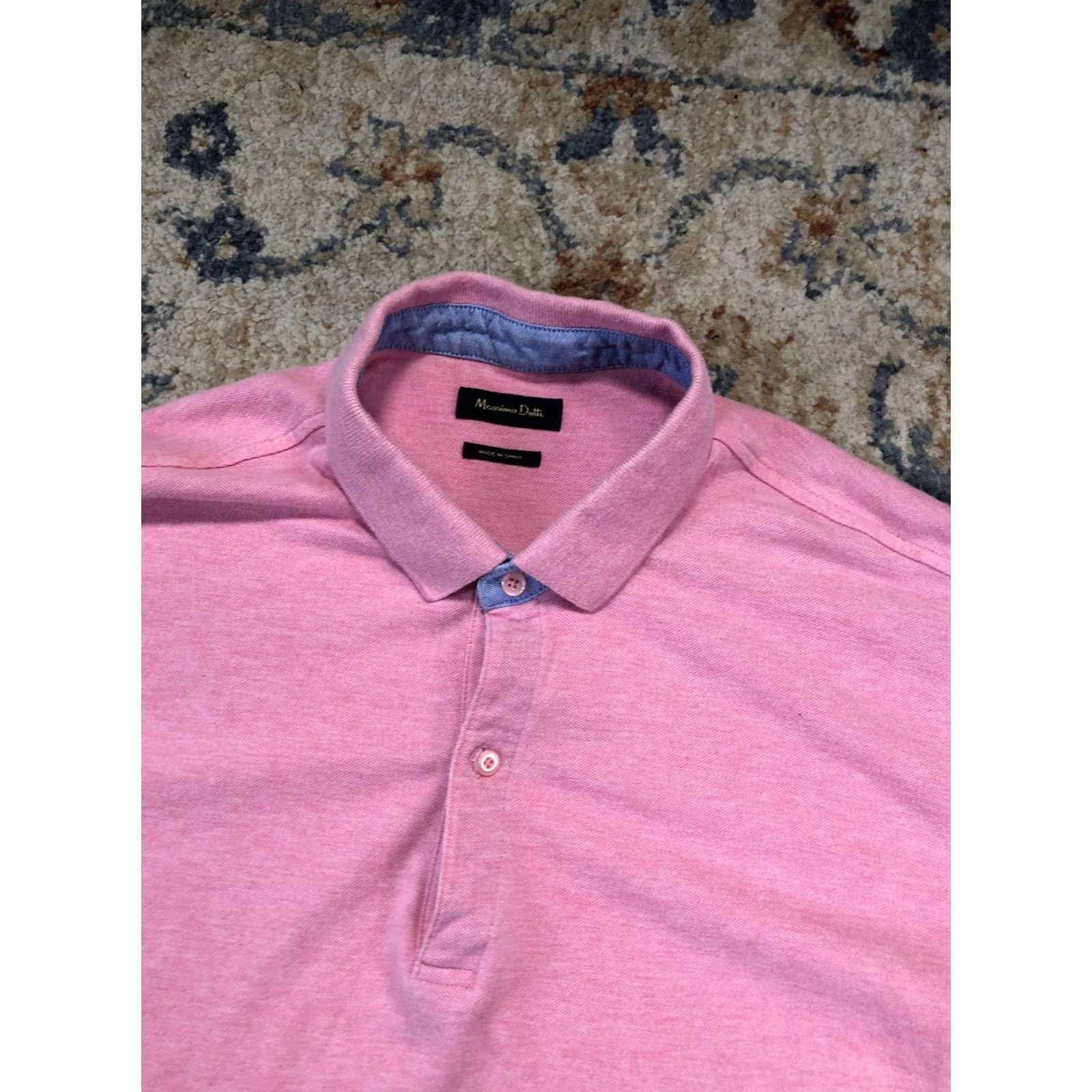 Massimo Dutti Massimo Dutti Polo Shirt Mens XL Pink Solid Short Sleeve Casual Size US XL / EU 56 / 4 - 6 Thumbnail