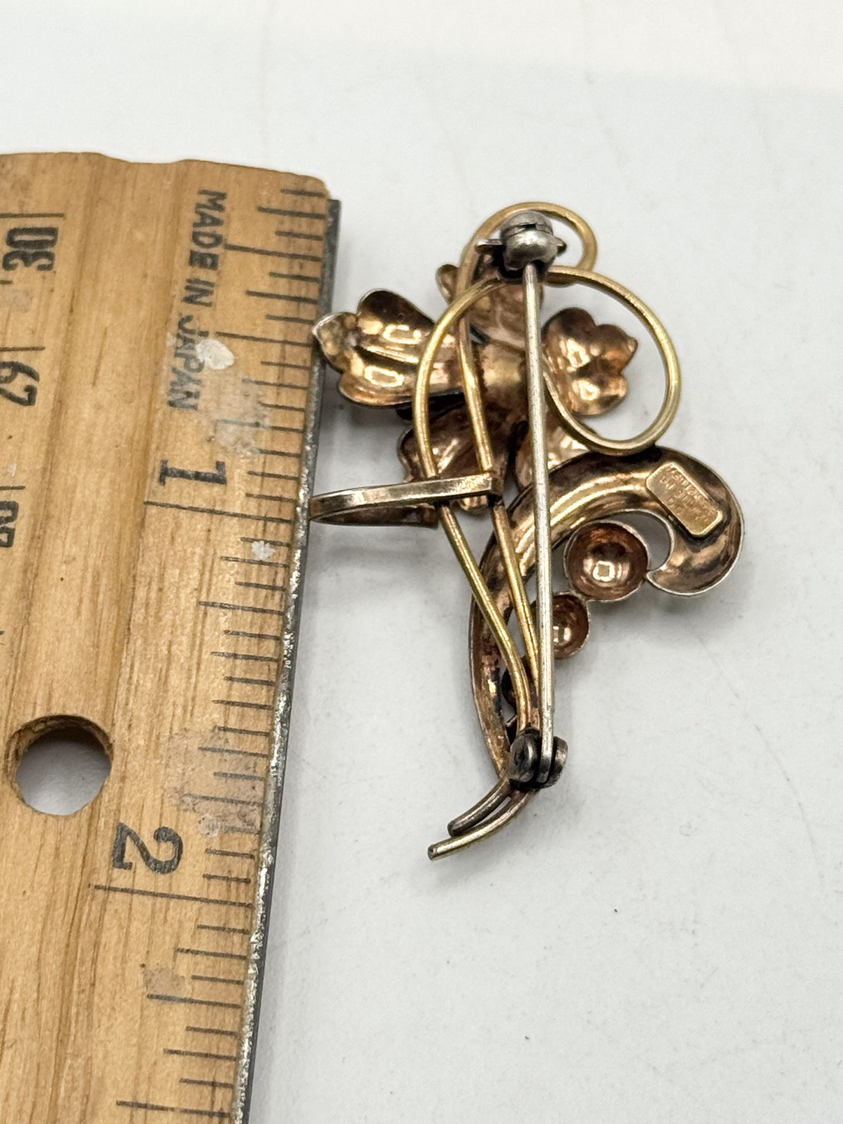 Vintage Vintage Gold Filled on Silver Floral Flower pin brooch Size ONE SIZE - 3 Thumbnail