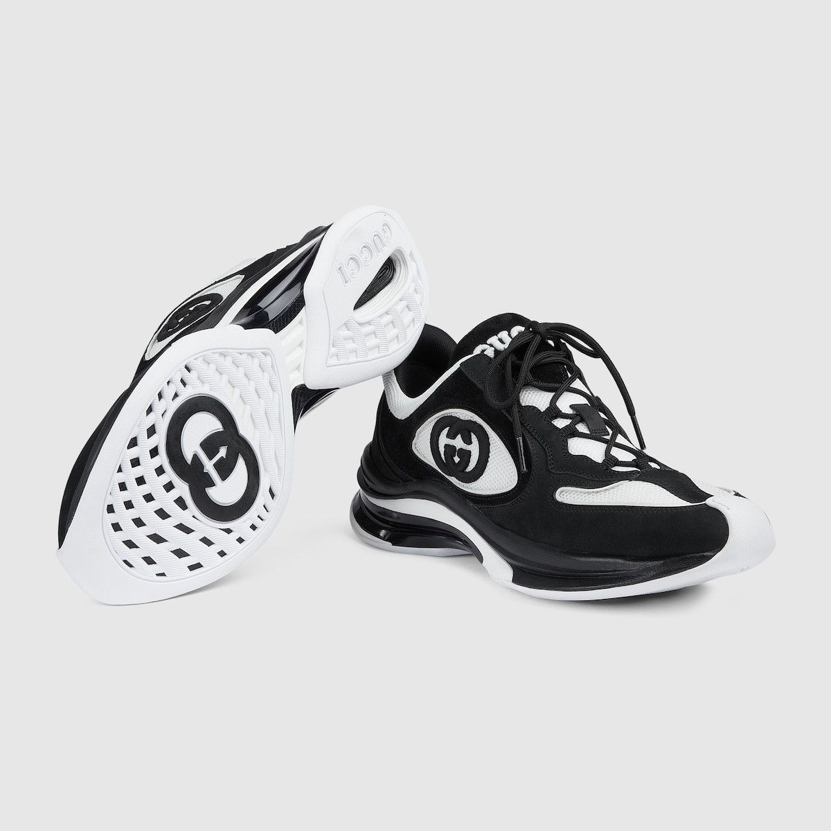 Gucci o1mt1gz0425 Interlocking G Run Sneakers in Black & White Size US 8.5 / EU 41-42 - 4 Thumbnail