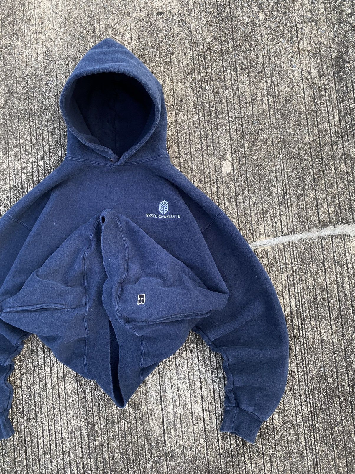 Russell Athletic × Vintage Faded Russell Athletic Heavyweight Hoodie Navy Size US XL / EU 56 / 4 - 10 Thumbnail