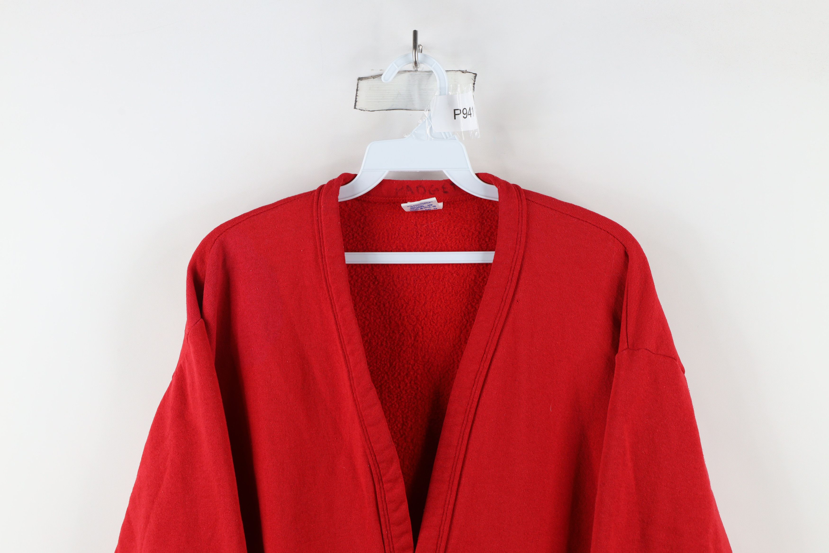 Vintage Vintage 90s Streetwear Blank Cardigan Sweatshirt Red USA Size US L / EU 52-54 / 3 - 2 Thumbnail
