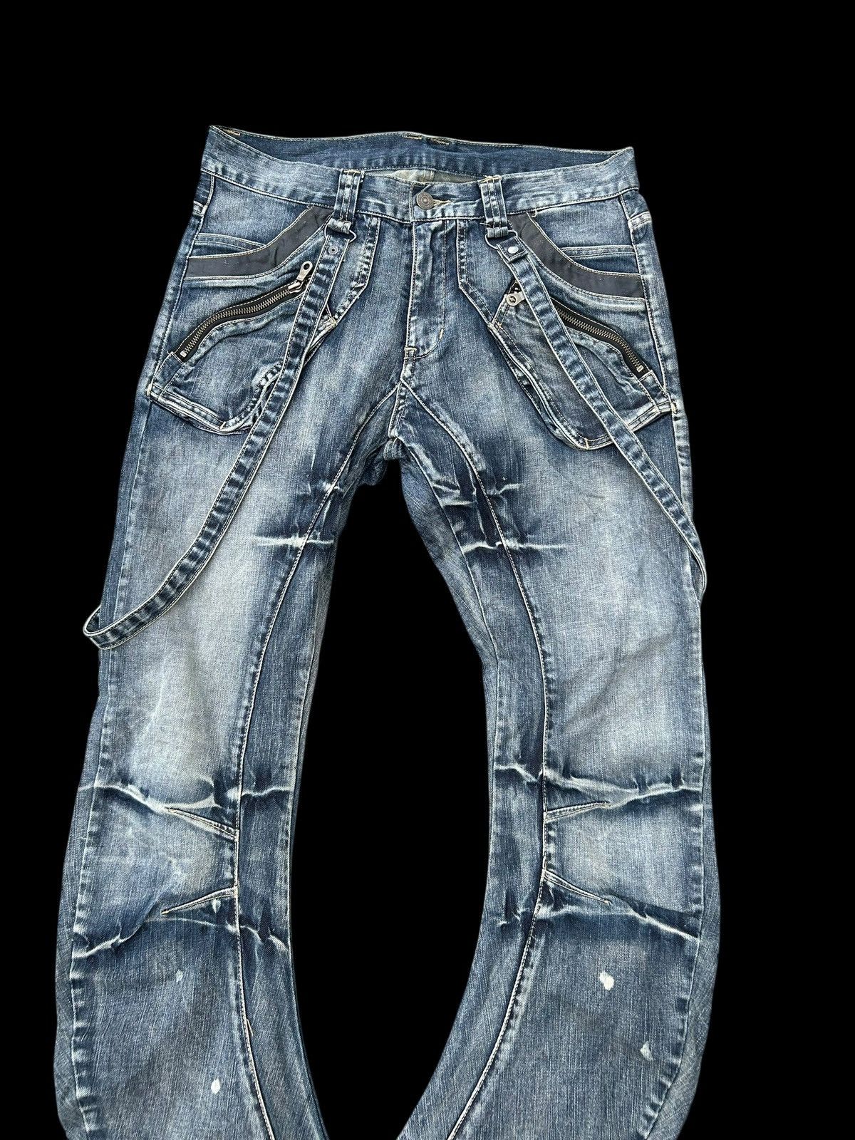 Japanese Brand × Kapital × Vintage PPFM Japanese Punk Style Curve Cut Banana Denim Jeans Rare Size US 32 / EU 48 - 5 Thumbnail