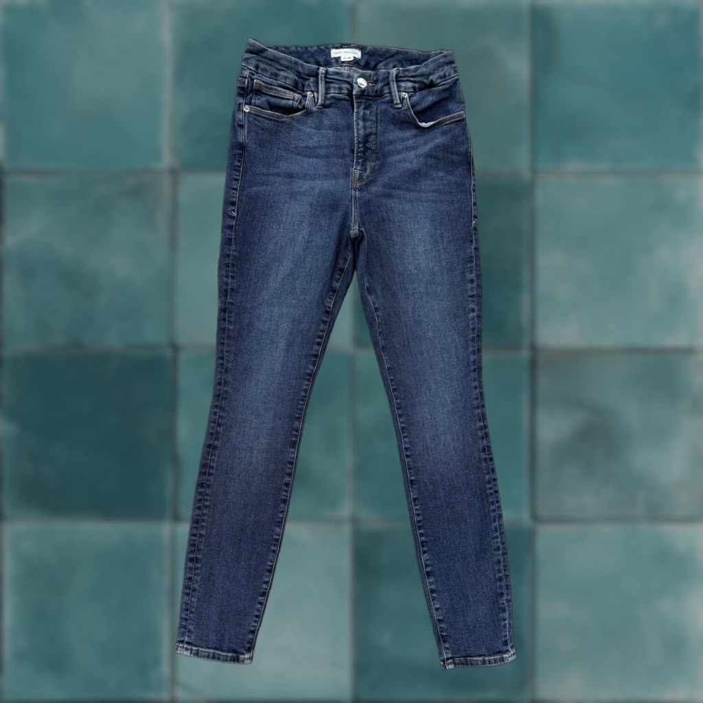 Good American Good American Jeans Womens 8 Skinny Blue Medium Wash High Rise Denim Stretch 5-Pocket Zipper Button Size 30" / US 8 / IT 44 - 1 Thumbnail