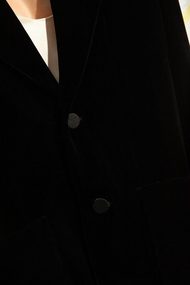 Saint Laurent Paris o1s1wg111024 Oversized Jacket in Velvet in Black Size ONE SIZE - 5 Thumbnail