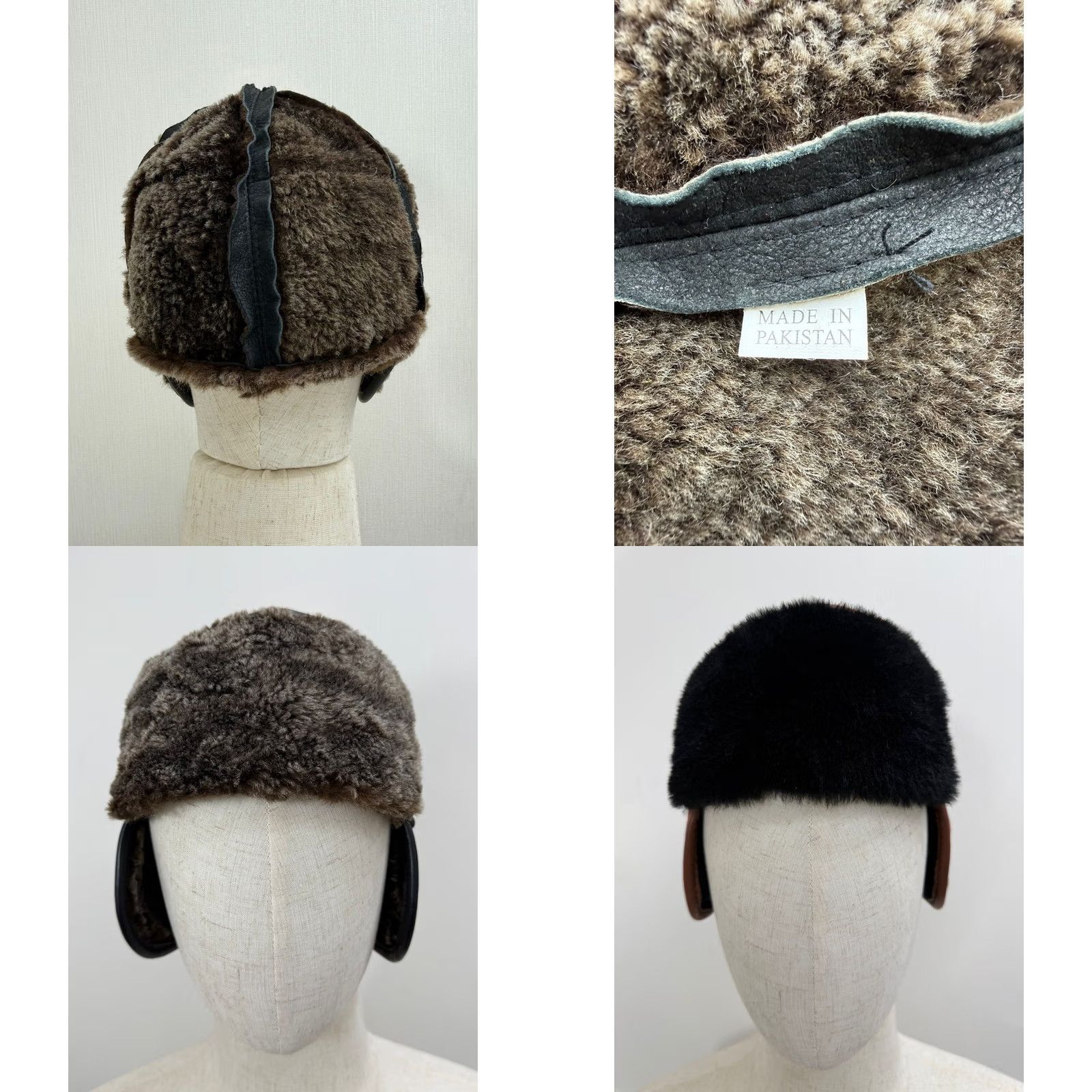 Vintage VINTAGE Nike? Real 100% Fur Sheepskin Bomber Caps Suede Leather Trapper Hat Black Size ONE SIZE - 8 Thumbnail
